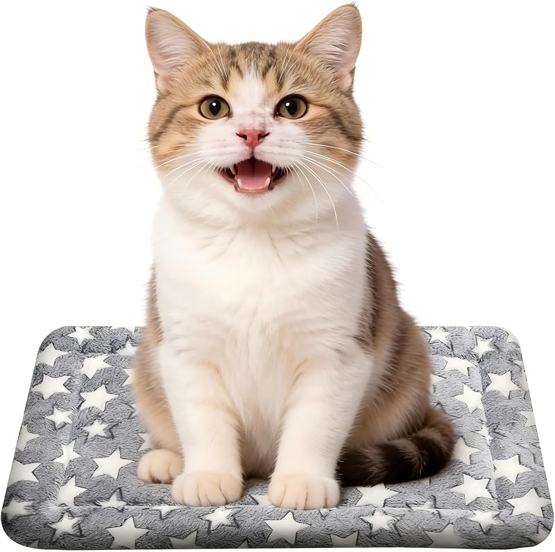 Cama para Cães e Gatos com Esteira Reversível e Lavável Wittop Dog-A, Cinza, 43,18 x 33,02 x 3,56 cm