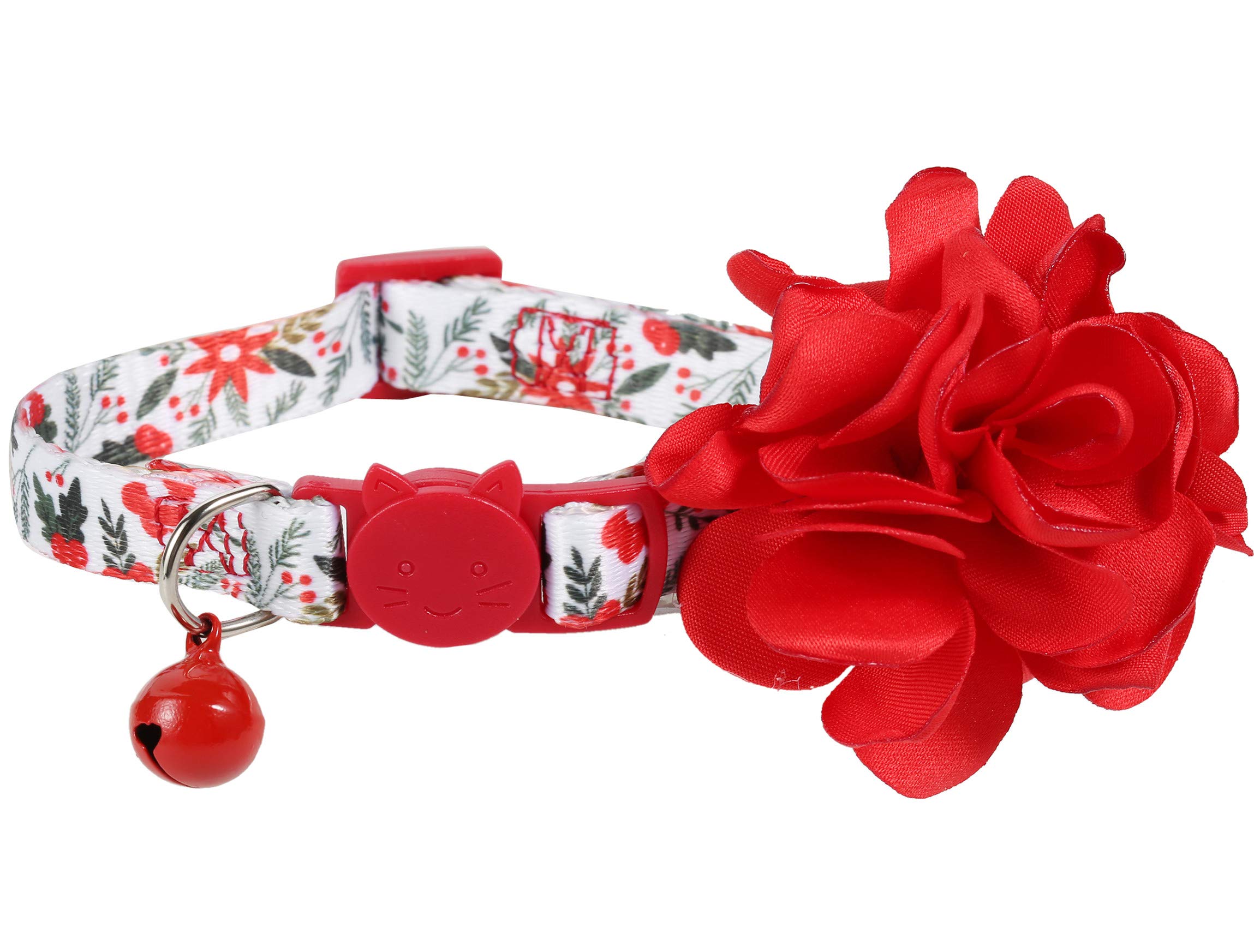 BoomBone Cat Christmas Collar Flower,Breakaway Puppy Collars Charms Pet Xmas Accessories