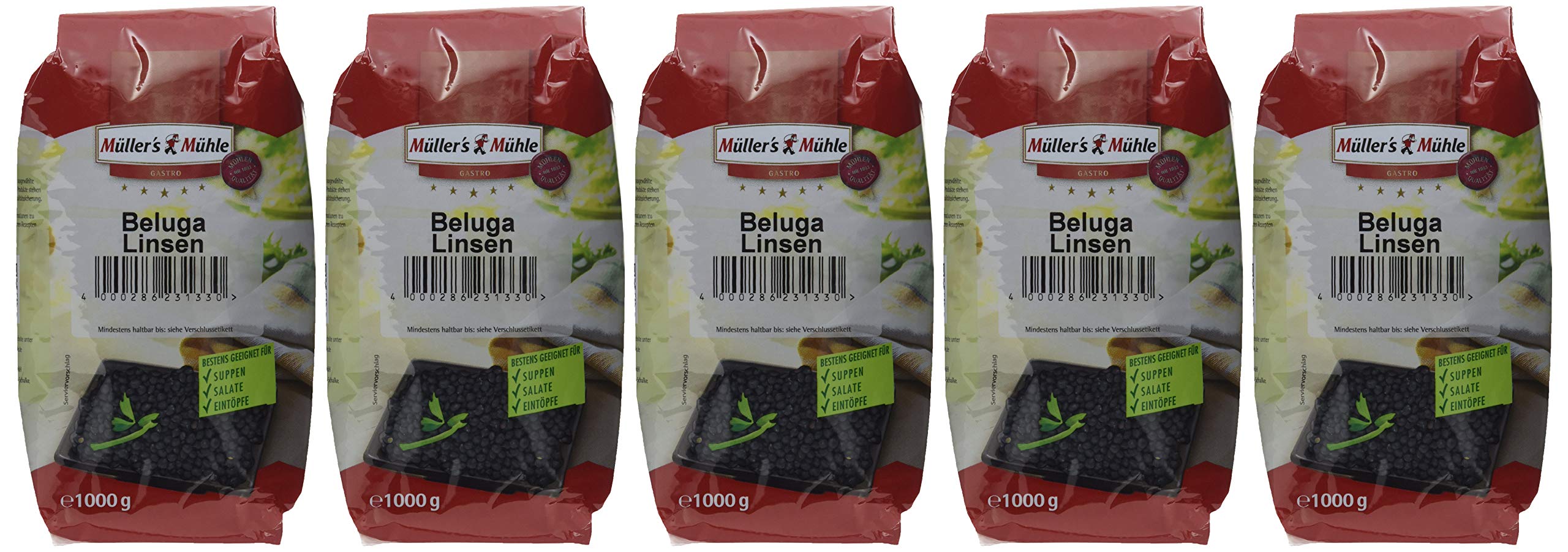 Müller´s Mühle Beluga Linsen, 5er Pack (5 x 1000 g)