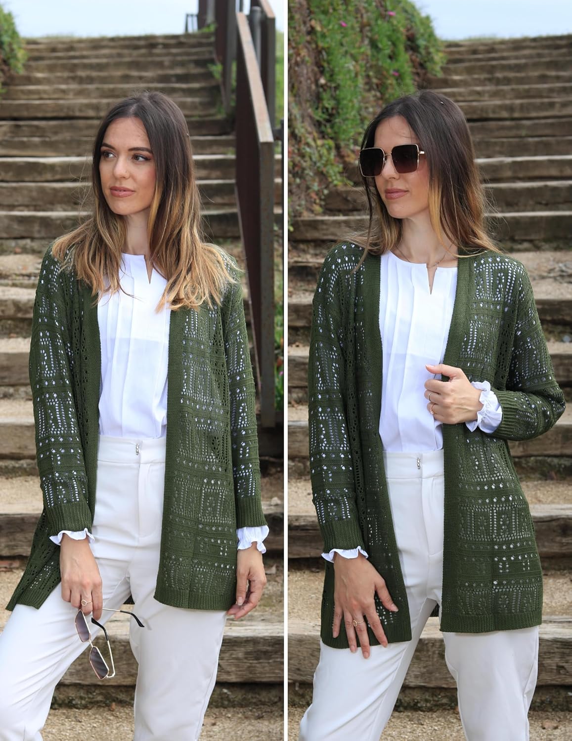 Zeagoo Womens 2026 Summer Crochet Cardigan Sweaters Lightweight Long Sleeve Open Front Kimono Boho Knit Cover Ups - Image 5