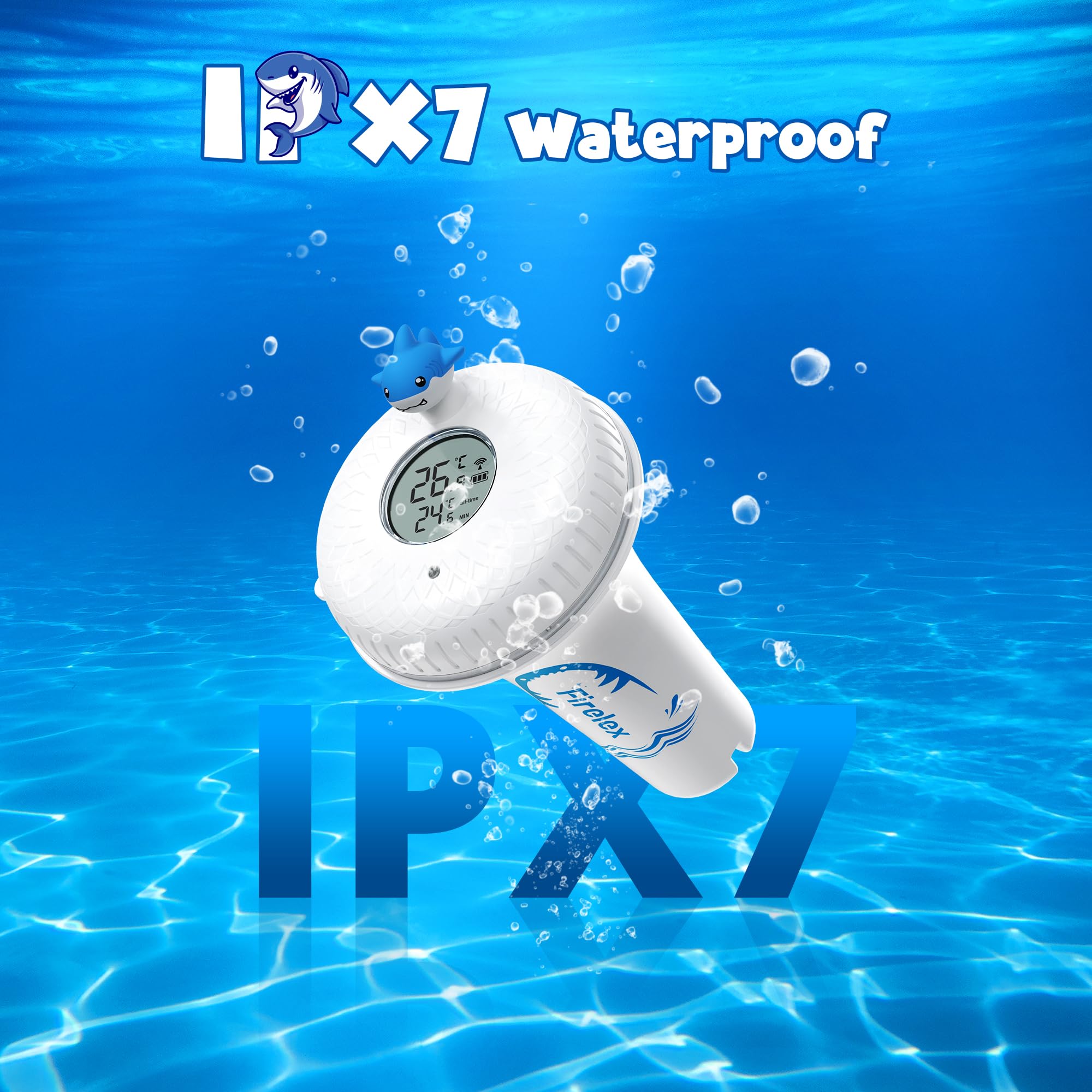 WLAN Pool Thermometer Funk Schwimmend mit Gateway, Smart App Benachrichtigung 2,4 GHz, Digitales Poolthermometer für Alexa Sprachsteuerung, Wasserthermometer für Pool, Whirlpool, Spa, Teich
