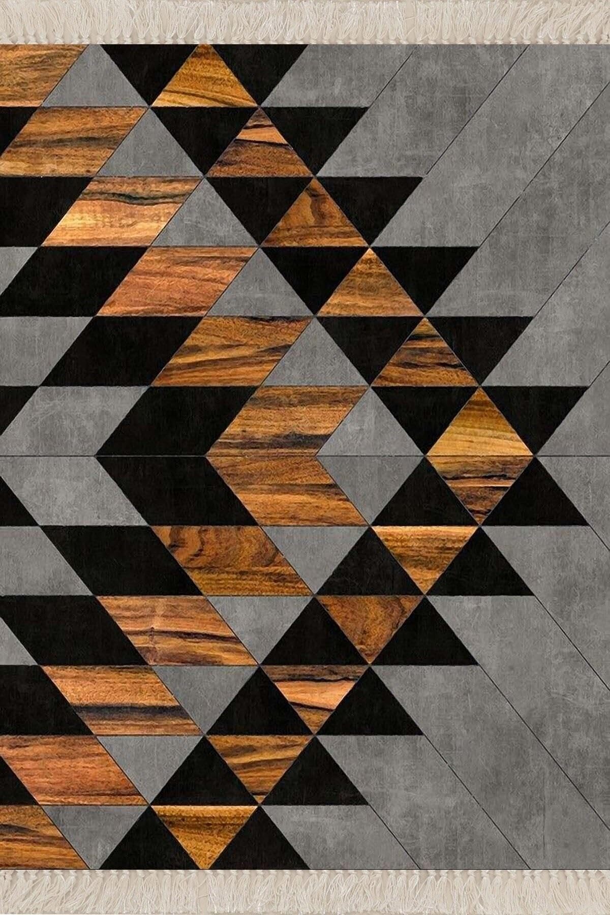 On The Clouds Geometrik Desenli Renk Bloklu Dijital Baskı Yıkanabilir Kaymaz Taban Modern Salon Halısı MEG469, 40 x 40