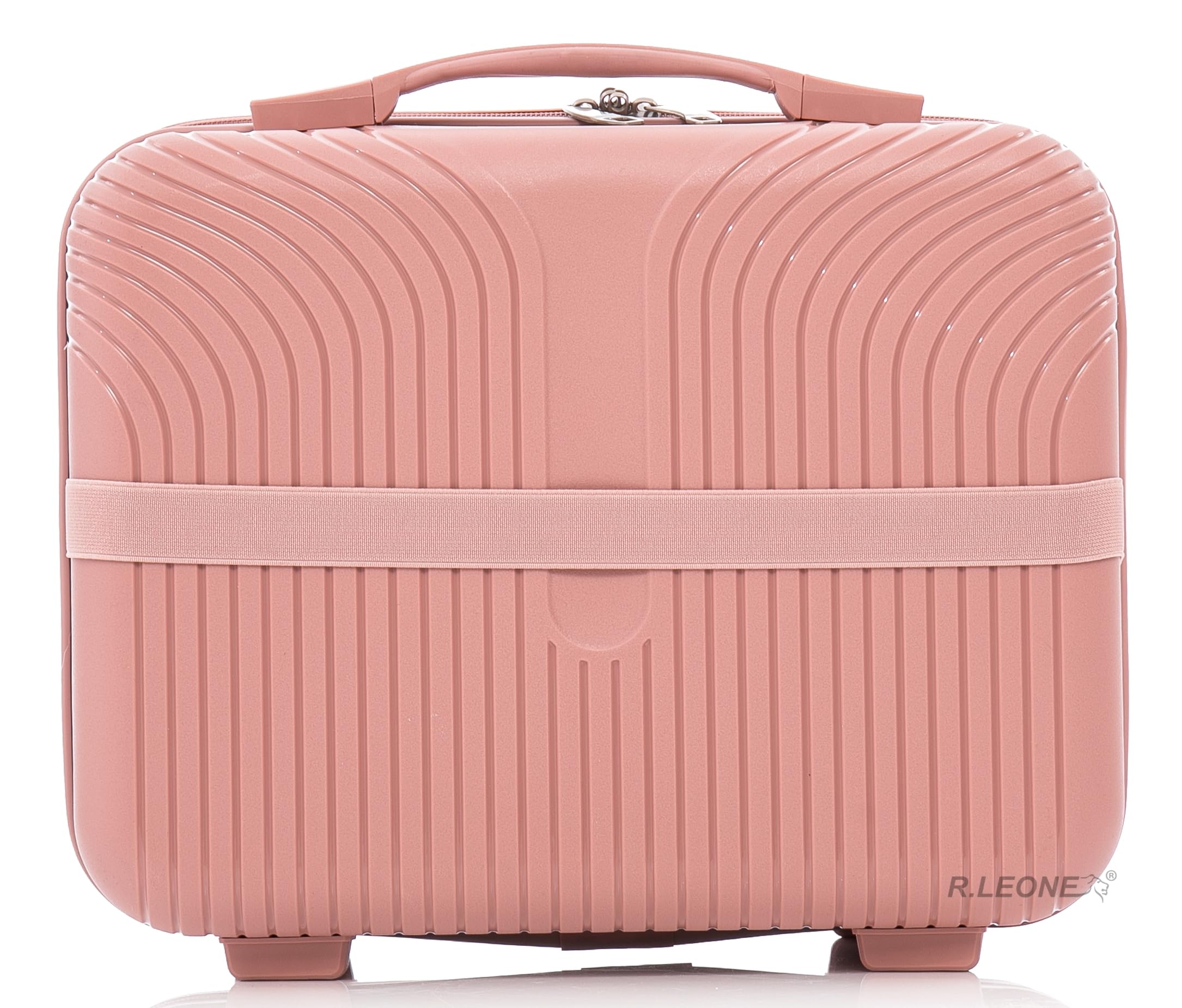 R.Leone Valigia da 1 pezzo Fino a Set 4 Trolley grande, medio, bagaglio a mano 55x40x20 Ryanair e beauty case Lucchetto TSA Polipropilene 8 Ruote Ultra Strong 6060 (Rose Gold, XS Beauty case)