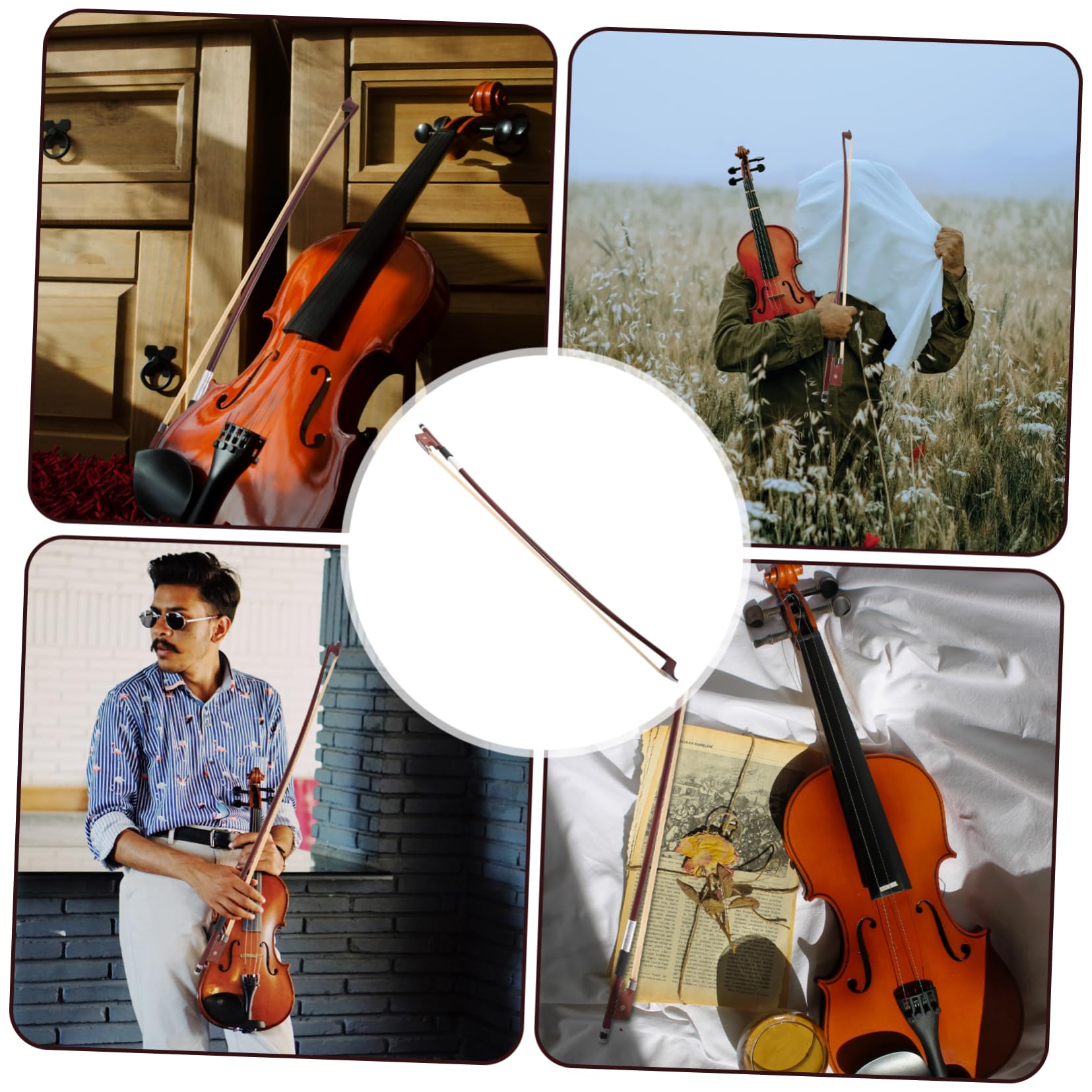 BESPORTBLE Arbor Violin Bow with Mongolian Horsehair Brown Color for Professional Practice Bright Sound and Excellent Playability for Young Musicians