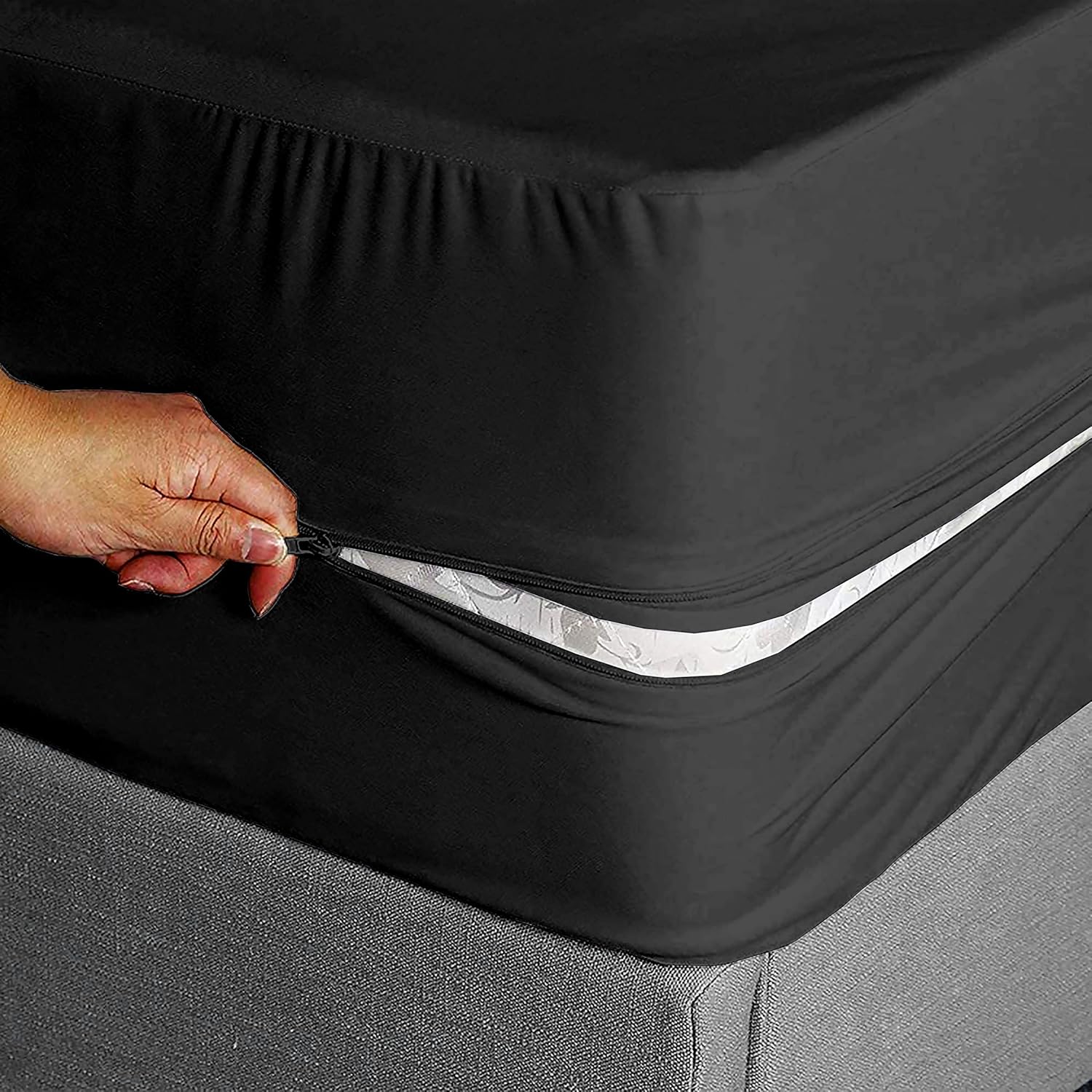 Fitted Sheet Zipper King Size 76" X 80" Inches Fit 10" Deep