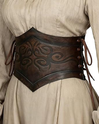 Womens Viking Leather Corset Belt Medieval Cinch Belt Renaissance for Halloween