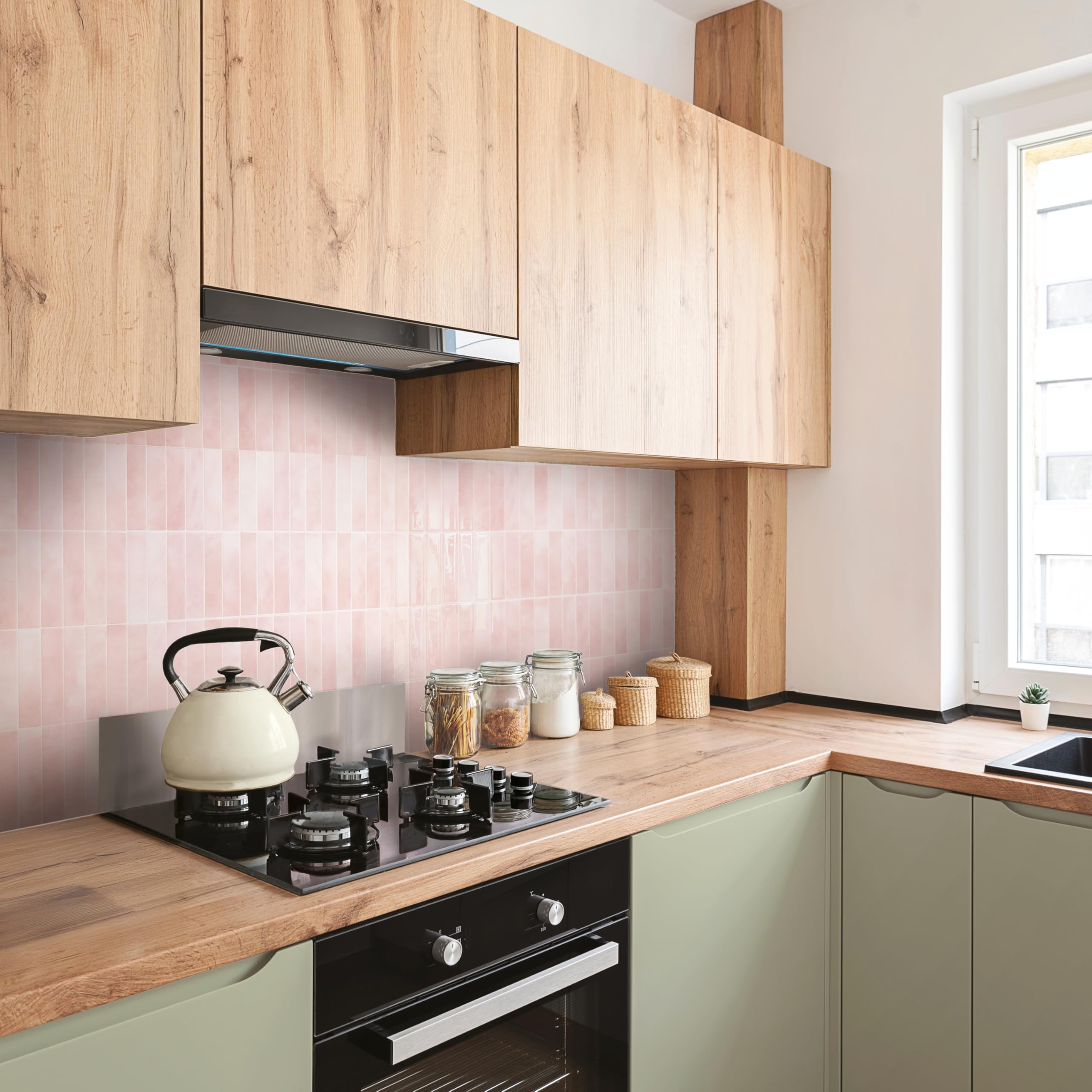 Smart Tiles Plaktegels Keuken en Badkamer - Morocco Groente, Zelfklevende Tegelstickers & Wandpanelen, 5 Peel & Stick Tegels 29x22,86 cm, Hittebestendig, Makkelijk te Installeren, Gemaakt in Canada