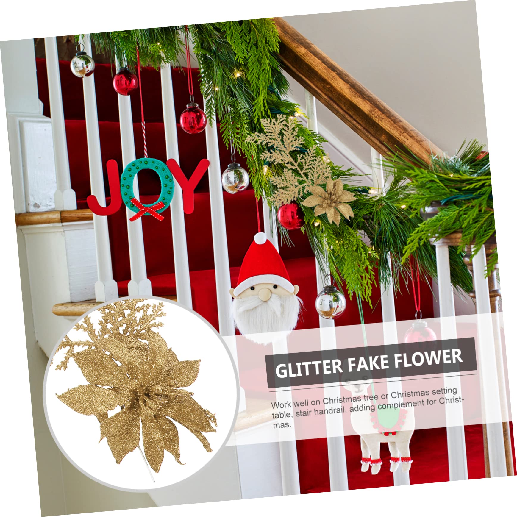 Abaodam 18pezzi Rami Di Pino Finti Decorazioni Natalizie Per Centrotavola e Ghirlande Di Natale Fiori Artificiali Brillanti Per Decorazioni Festive e Compleanni