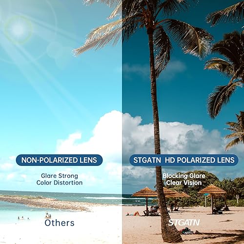 Miniatura 6 de STGATN Lentes de sol polarizados cuadrados para hombre, 2 paquetes en 2 estilos, marcos TR90 mate, protección UV400, antideslizantes