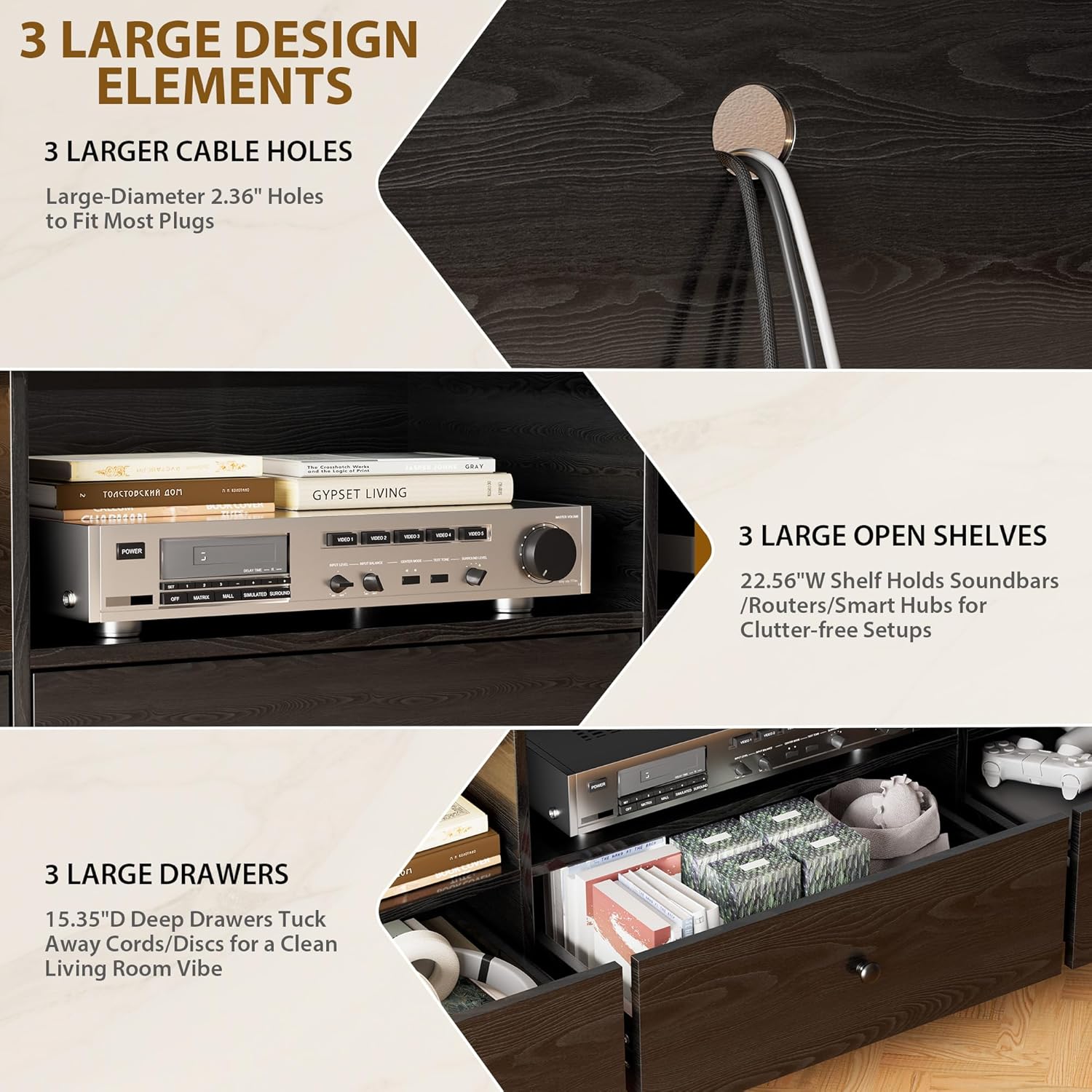 70" TV Stand with Storage Drawer, Entertainment Center for TVs up to 80", Modern TV Stands for Living Room Bedroom