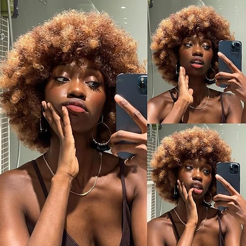 Miniatura 2 de MURAME Pelucas afro para mujeres negras, peluca afro corta y rizada de los años 70, pelucas para mujeres, pelucas sintéticas de aspecto natural para