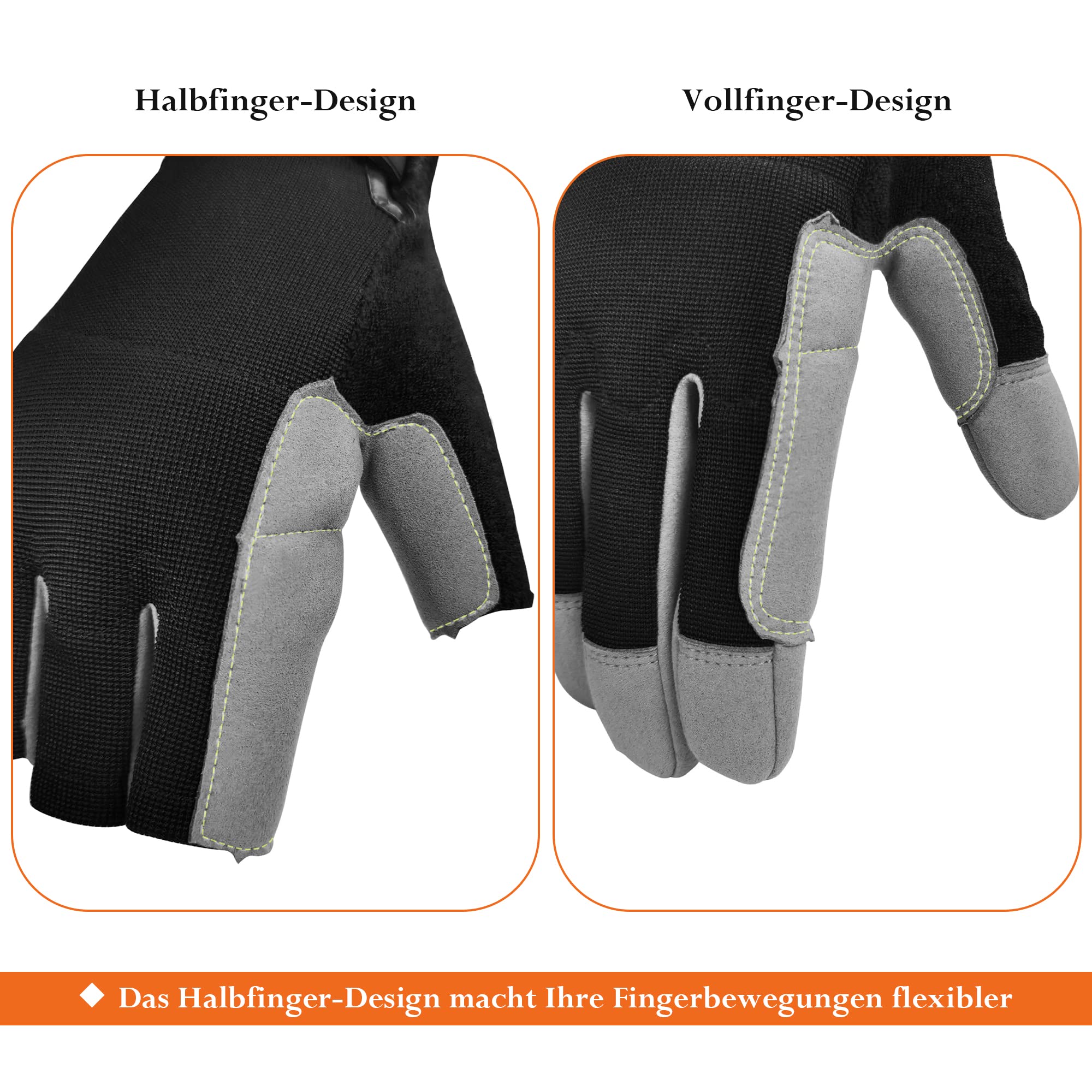 Kletterhandschuhe Half-Finger/Fingerhandschuhe Kunstleder Abriebschutz Kletter-Sporthandschuhe Seilhandschuhe für Abseilen, Bergsteigen, Abenteuer, Rettung
