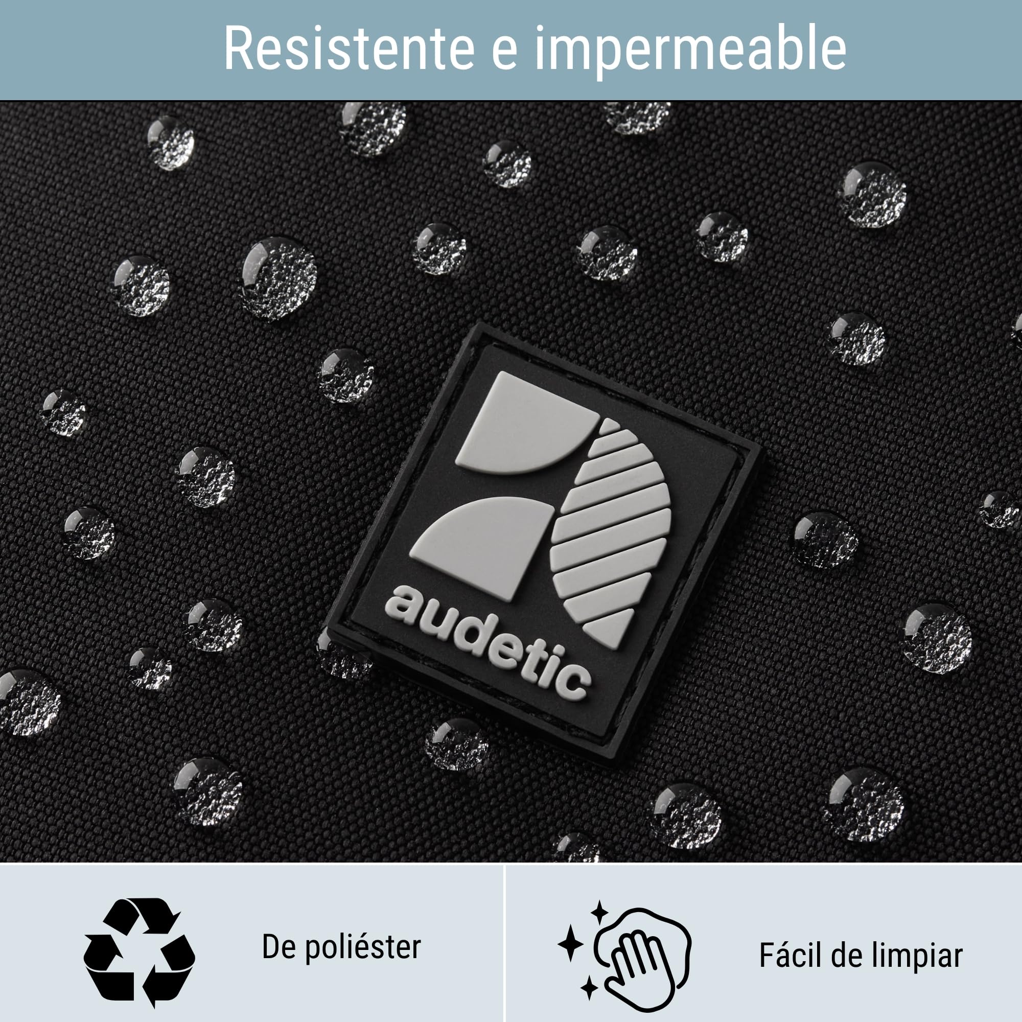 AUDETIC Mochila Mujer, Hombre y Niña Negro - Flex - Mochila Escolar Aesthetic para Portátil - Grande Bolso para Colegio y Viaje Adolescentes - Impermeable