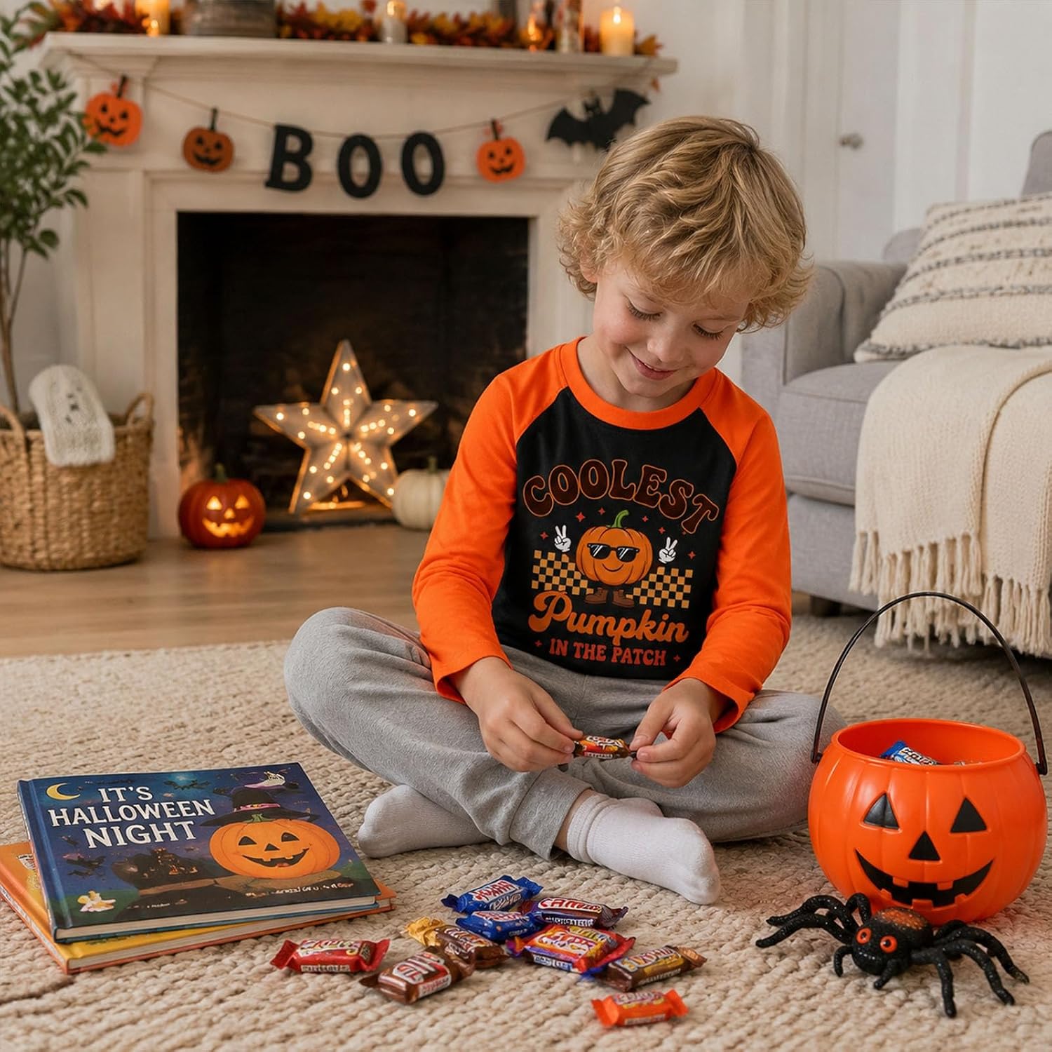 Kids Halloween Long Sleeve Shirts Ghost Pumpkin Raglan Tees Ages 3-13