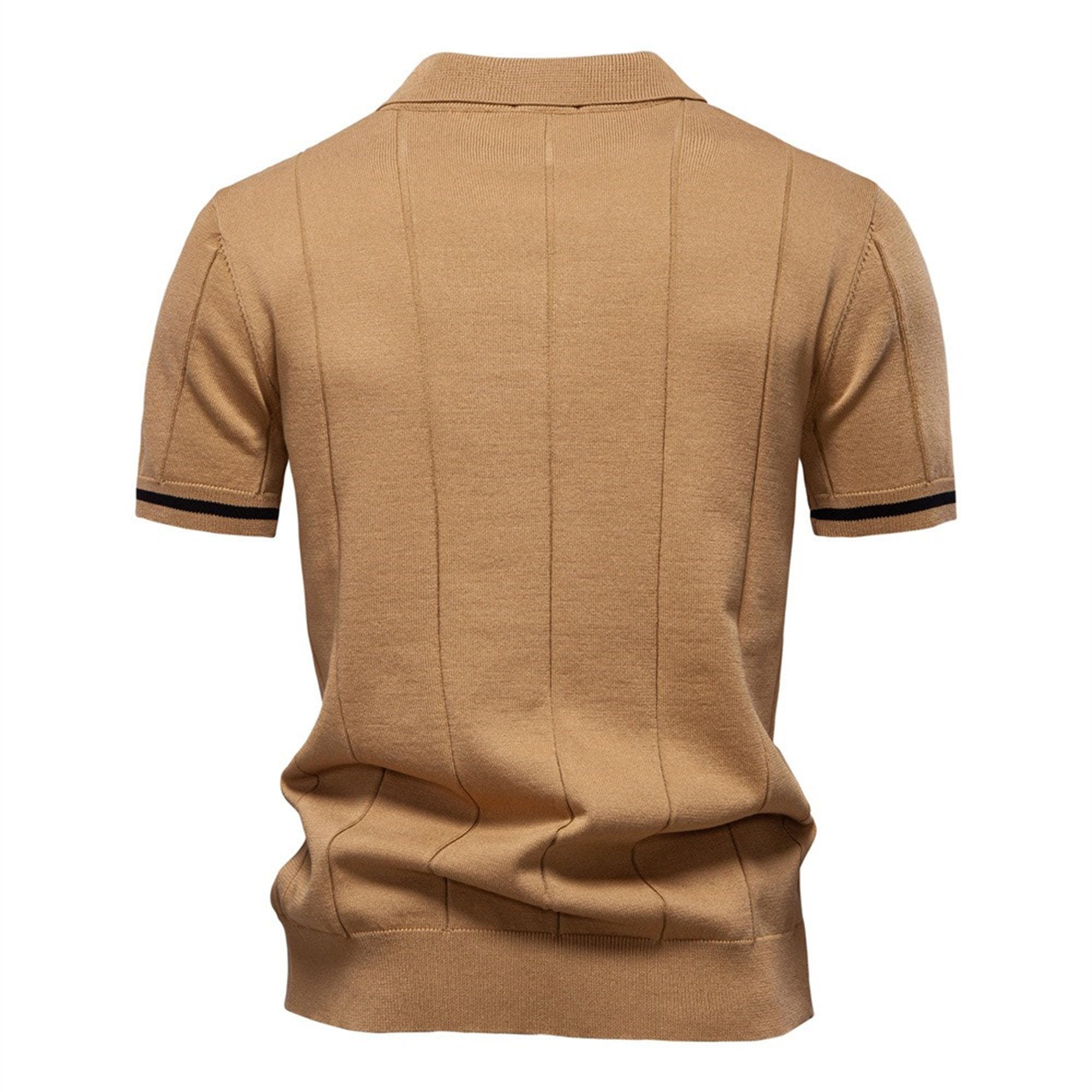 Camicia da golf classica a maniche corte a costine con cerniera da uomo estiva slim fit polo da uomo
