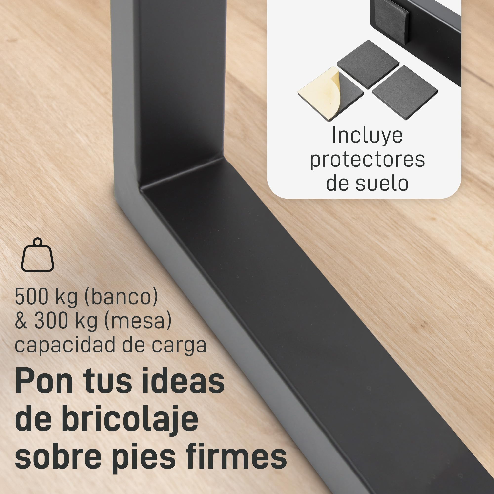 Natural Goods Berlin Patas T-Form para Mesa de Comedor y Escritorio | Estructura Metálica de Carga Pesada para Muebles Estables | Color Negro | 60x72 cm
