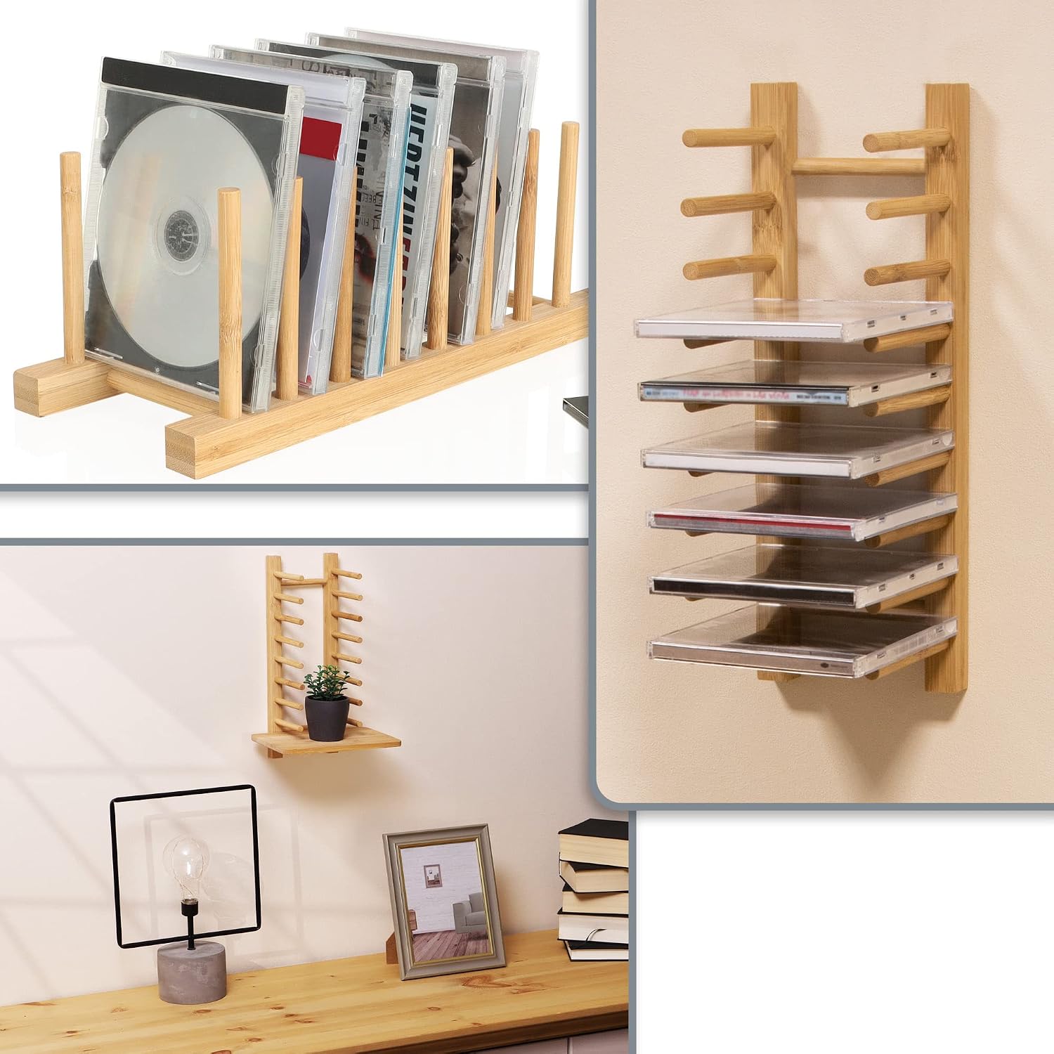 COM-FOUR Égouttoir à Vaisselle Bambou: Rangement Assiettes & Plats, Gain de Place, Écologique - Image détaillée