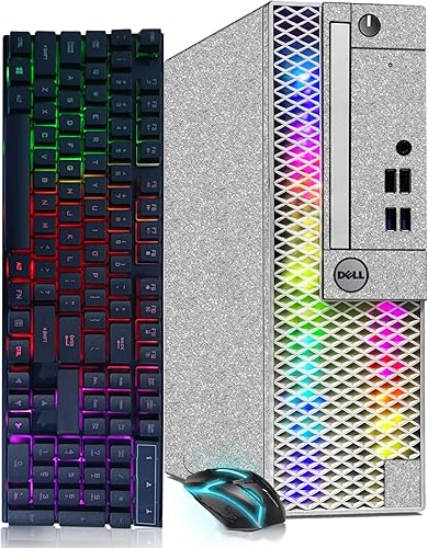 Dell Computadora de escritorio para juegos RGB, Intel Quad Core I5-6500 hasta 3.6GHz, GeForce GT 1030 2G, 32GB DDR4, 1T SSD, teclado y mouse RGB,