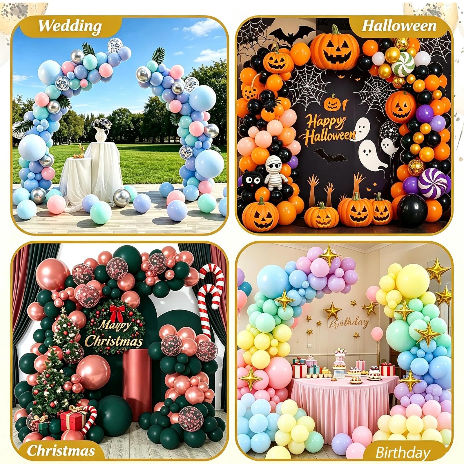 Ballonbogen-Set, 2,5 m + 1,5 m biegbarer Halbbogenständer mit Basis, goldener Ballonbogenständer für Hochzeit, Junggesellinnenabschied, Geburtstag, Babyparty, Garten-Fotohintergrund