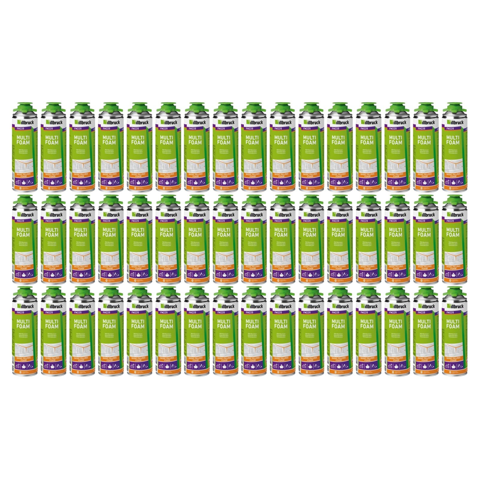 FM220 Espuma de montaje para pistola, espuma para ventanas, alta insonorización, aislamiento térmico, 500 ml (sin limpiador/sin pistola de espuma, 48 x 500 ml)