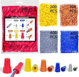 SUTETLW Wire Nuts Assortment Kit 1500PCS - 5 Sizes UL-Listed Insulated Twist Connectors for Secure Electrical Wiring
