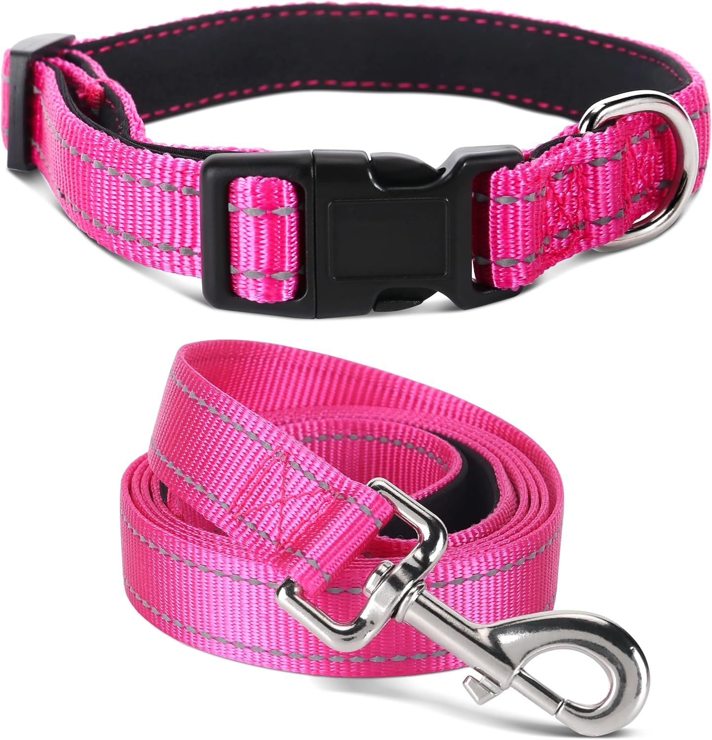 Jumpress Soft Neoprene Padded Dog Collar and Leash Set for