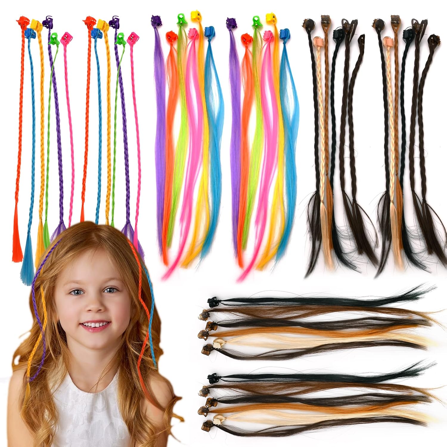 Bekecidi 48 Pack Hair Accessories for Girls, Colored Hair