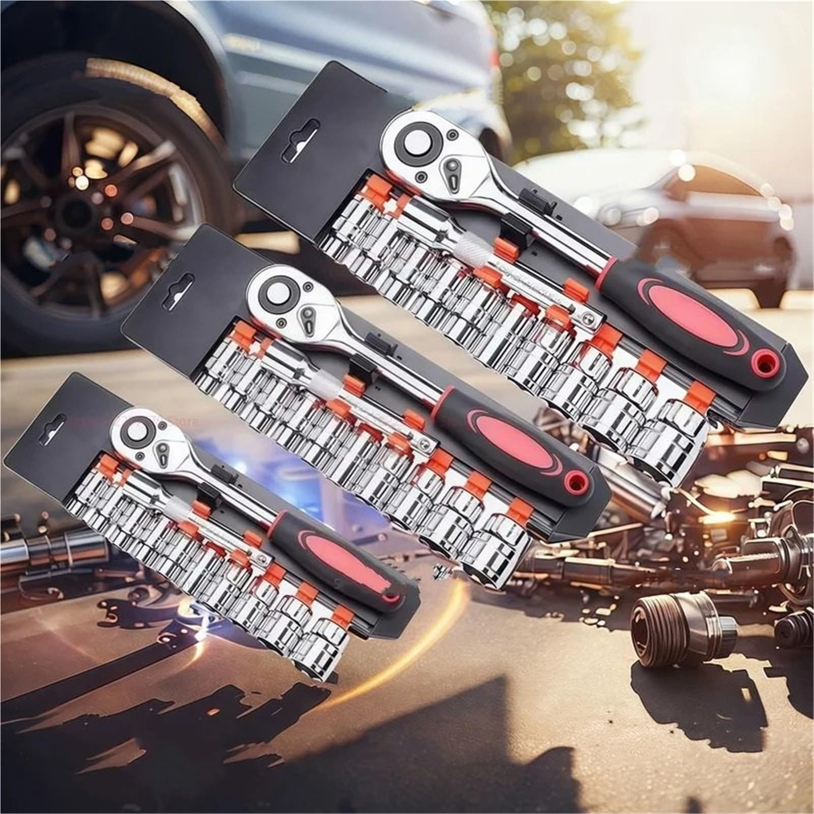 gereedschap voor demontage Zestaw 12 narzędzi samochodowych nasadowych, klucz grzechotkowy 1/4" z grzechotką, narzędzia konserwacyjne, sześciokątne set Auto Demontage Gereedschap(1-2inch 12pc set)