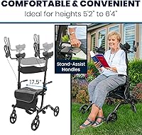 Vista 5 de Vive Mobility Andador Vertical con Asiento - Andador de Pie, Reposabrazos, Resistente, Scooter de Ayuda Médica Plegable para Ancianos, Personas