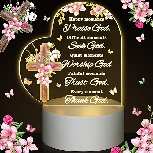 Jetec Luz nocturna acrílica, regalo cristiano para mujeres, versículo bíblico inspirador, regalo para mujeres, decoración religiosa para boda,