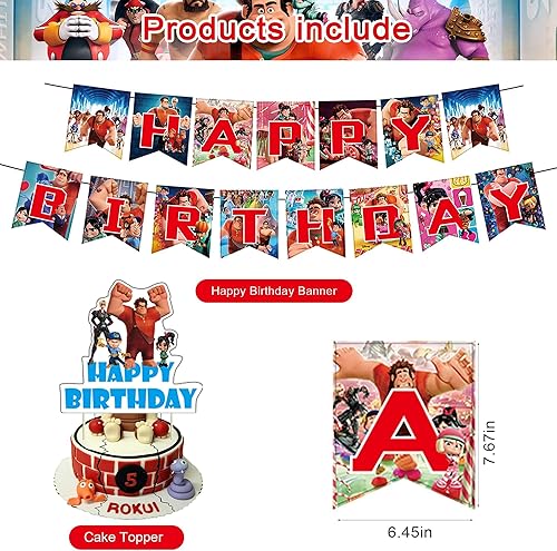 Miniatura 3 de Wreck it Ralph - Suministros de fiesta de cumpleaños, Wreck-It Ralph 2, decoraciones de fiesta de Wreck-It Ralph para niños, recuerdos de fiesta de