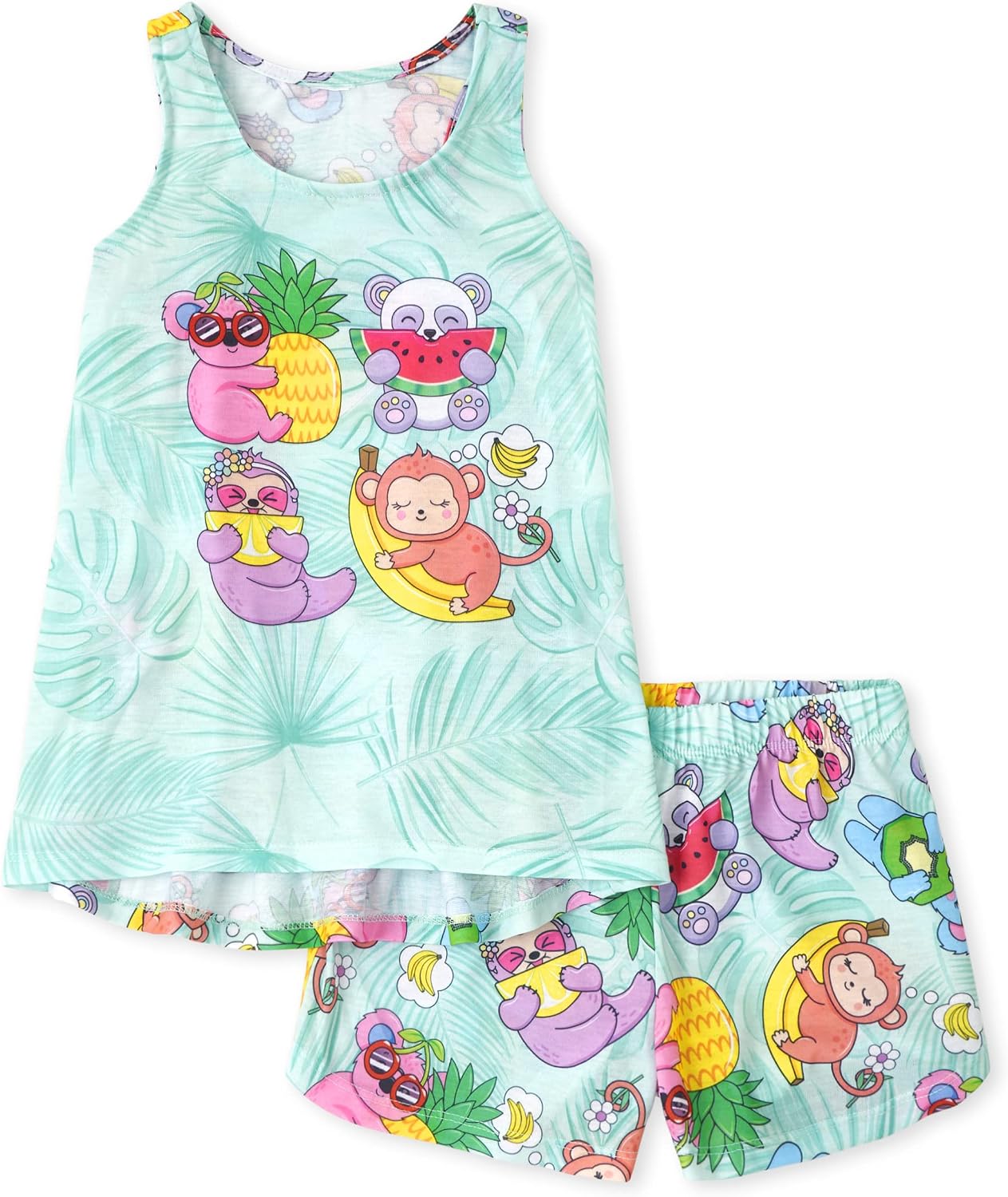 The Children's Place Girls Sleeveless Tank Top and Shorts 2 Piece Pajama Set