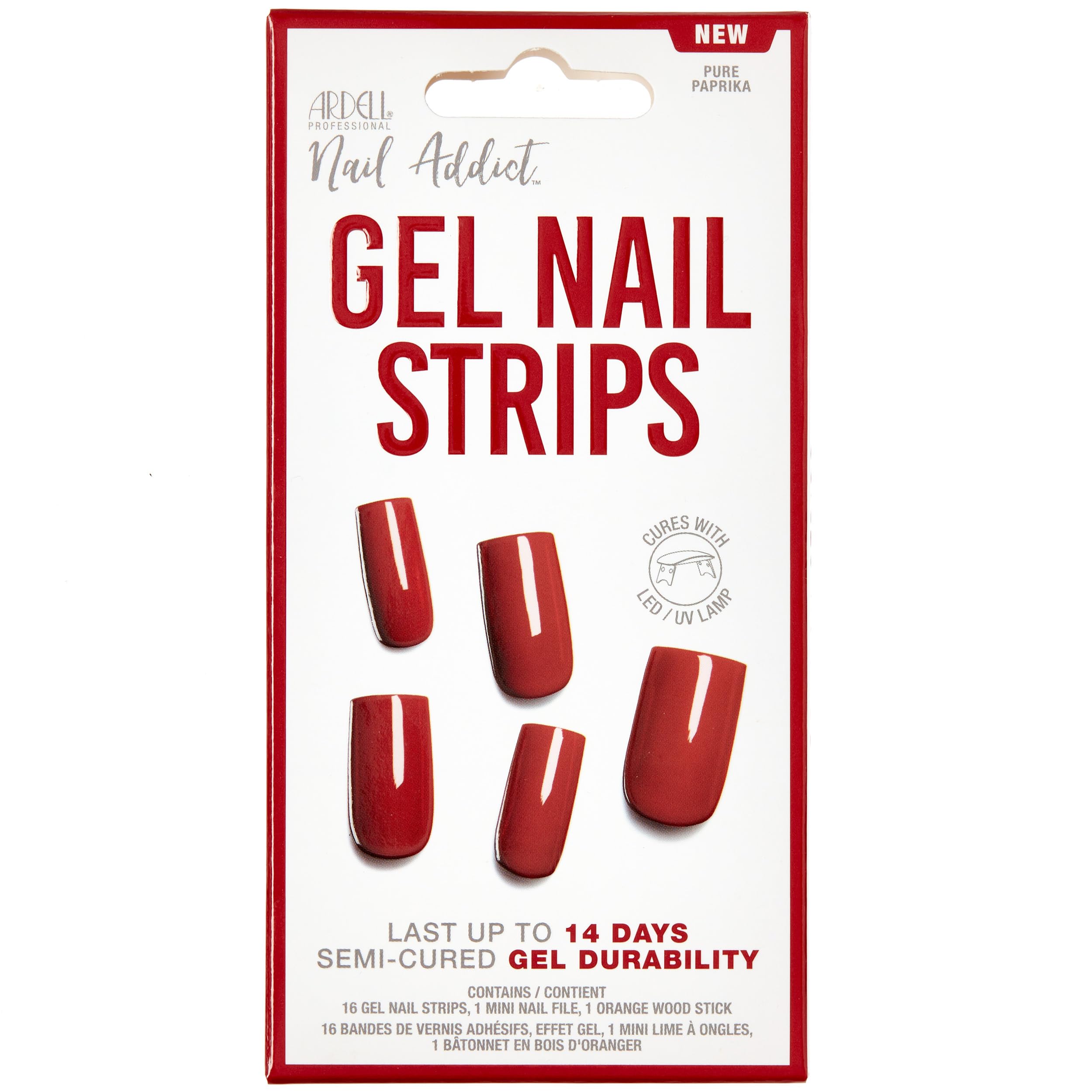 ArdellNail Addict Gel Nail Strips - Pure Paprika, LED/UV Lamp Curable, 1-pack