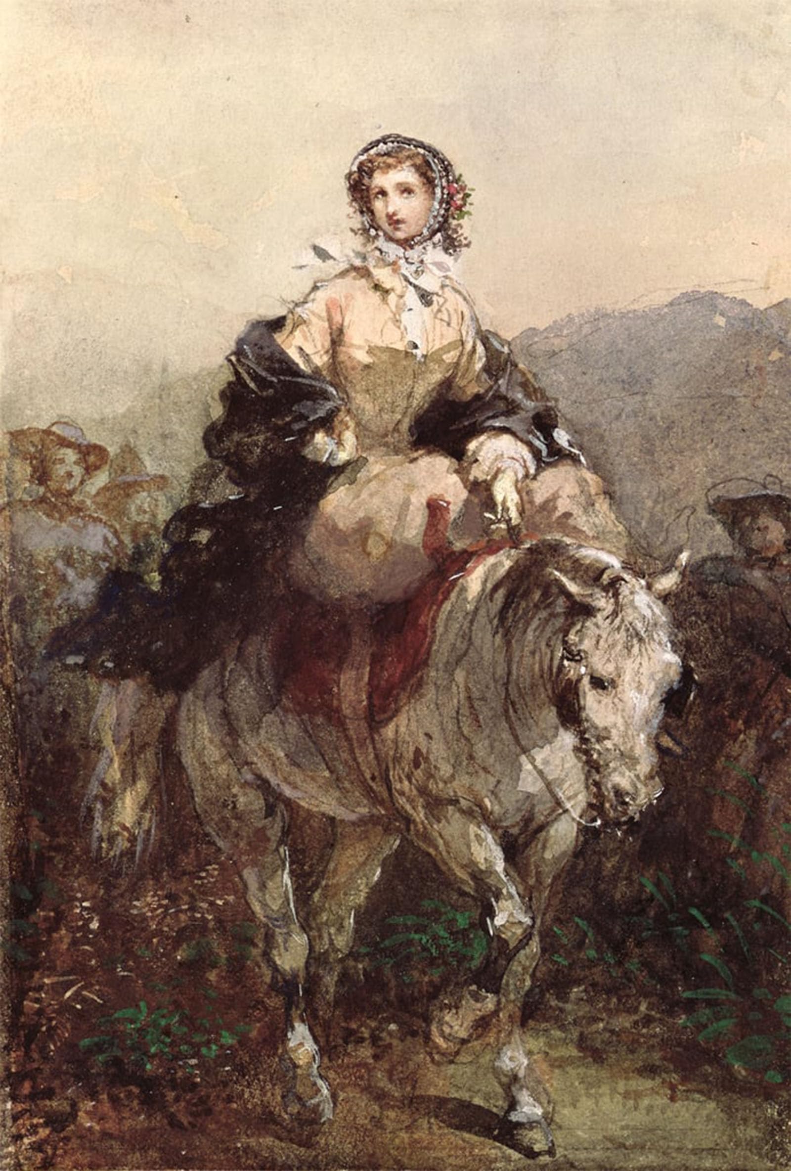 ARTXLXXBN Famous Print Painting Colorful Art Print Young Woman on a Horse by Eugene Louis Lami Canvas Art Decorations for Home Decor 60x90cm