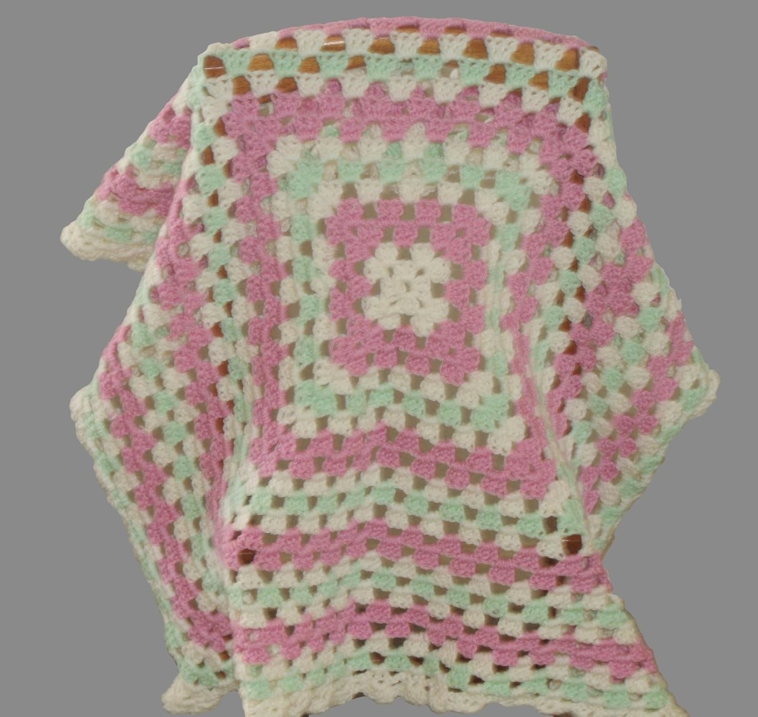 Pink Baby Girl Crochet Blanket Mint Baby Afghan, Crib