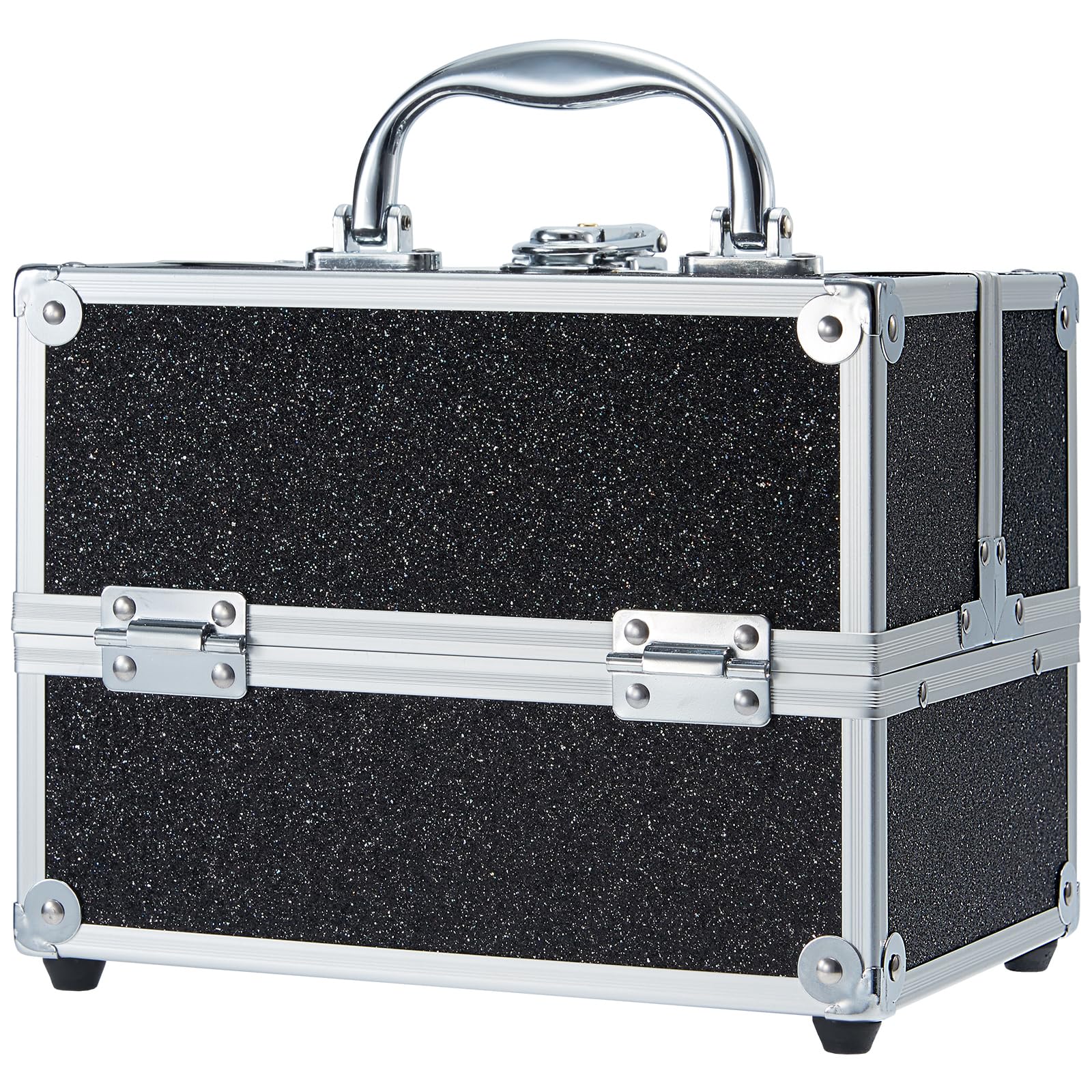 Valigetta Trucco Valigetta Cosmetici Vuota Beauty Case con serratura Valigetta Manicure Portagioielli Trousse Trucchi, Nero