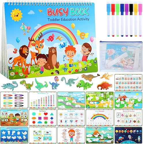 Montessori - Libro de actividades para niños pequeños a partir de 3 años, libros de actividades de aprendizaje preescolar, 32 temas, juguetes