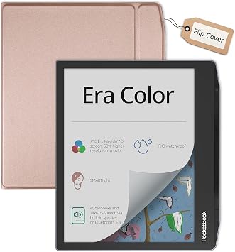 PocketBook Era Color E-Reader with Flip Cover in Shiny Beige | Eye-Friendly 7 E-Ink Kaleido 3 Touch-Screen | Audio-Book & E-Book Reader | Waterproof | Text-to-Speech Function | Stormy Sea