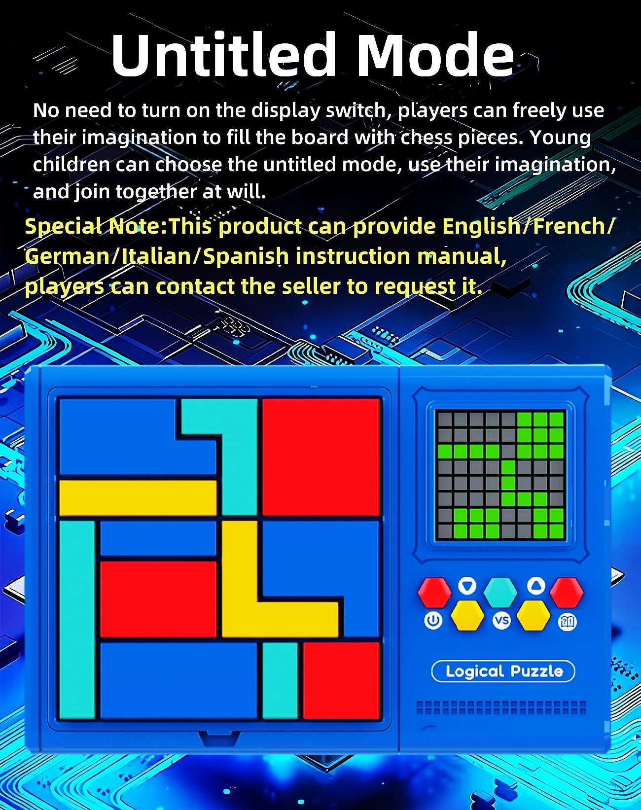 HLF Rompecabezas electrónico Inteligente Consola de Juegos de Bloque 500 Niveles Laberinto PK Concentración/Pensamiento lógico Interactivo Entre Padres e Hijos Juguetes Niño/niño/niña Regalos (Blue)