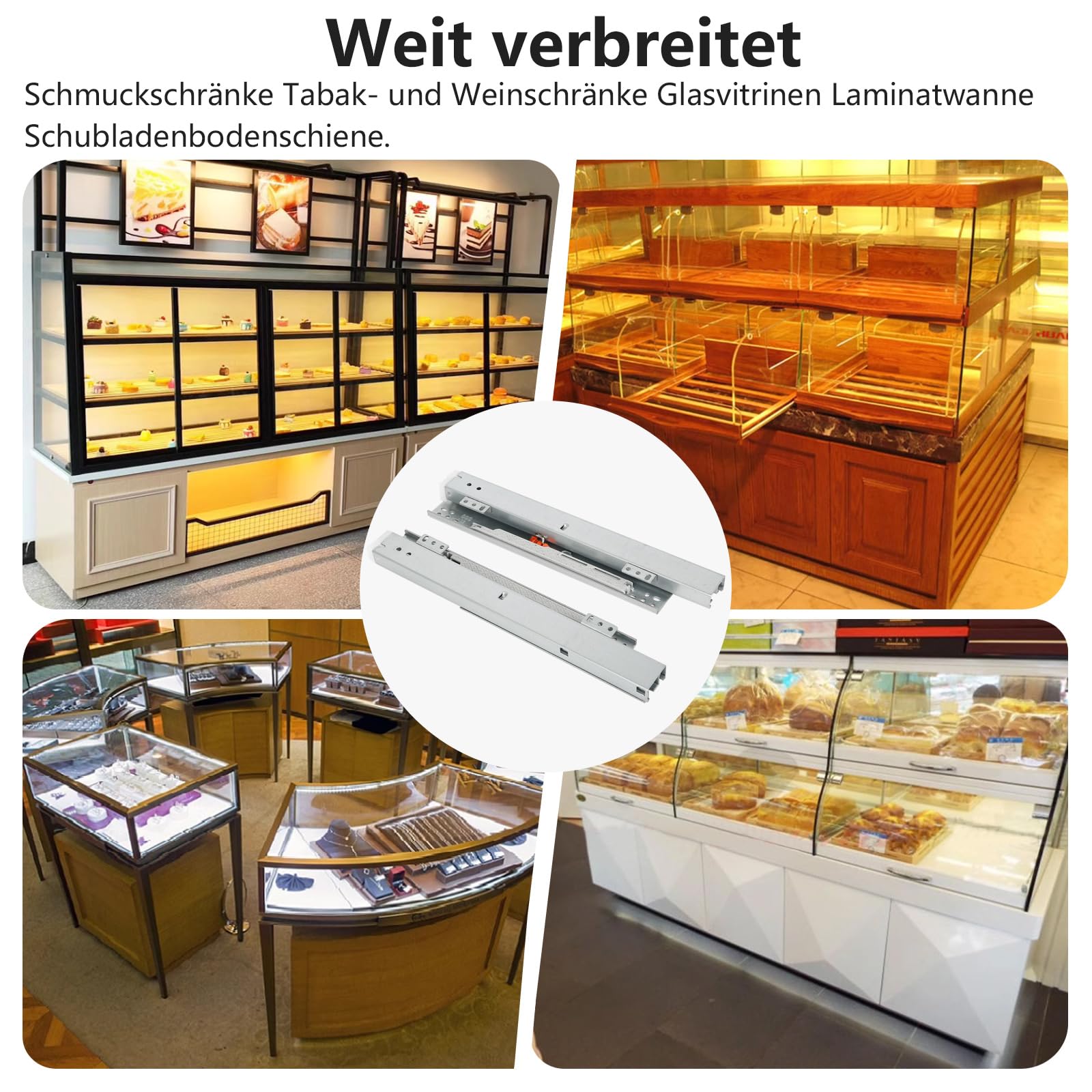 Szyny wysuwne, montaż podłogowy, wysuwana szuflada, 1 para prowadnic podłogowych, szyny do szuflad, pełne wysuwanie, ukryte Softclose, bezgłośne szyny teleskopowe z amortyzacją (20 cali 500 mm)