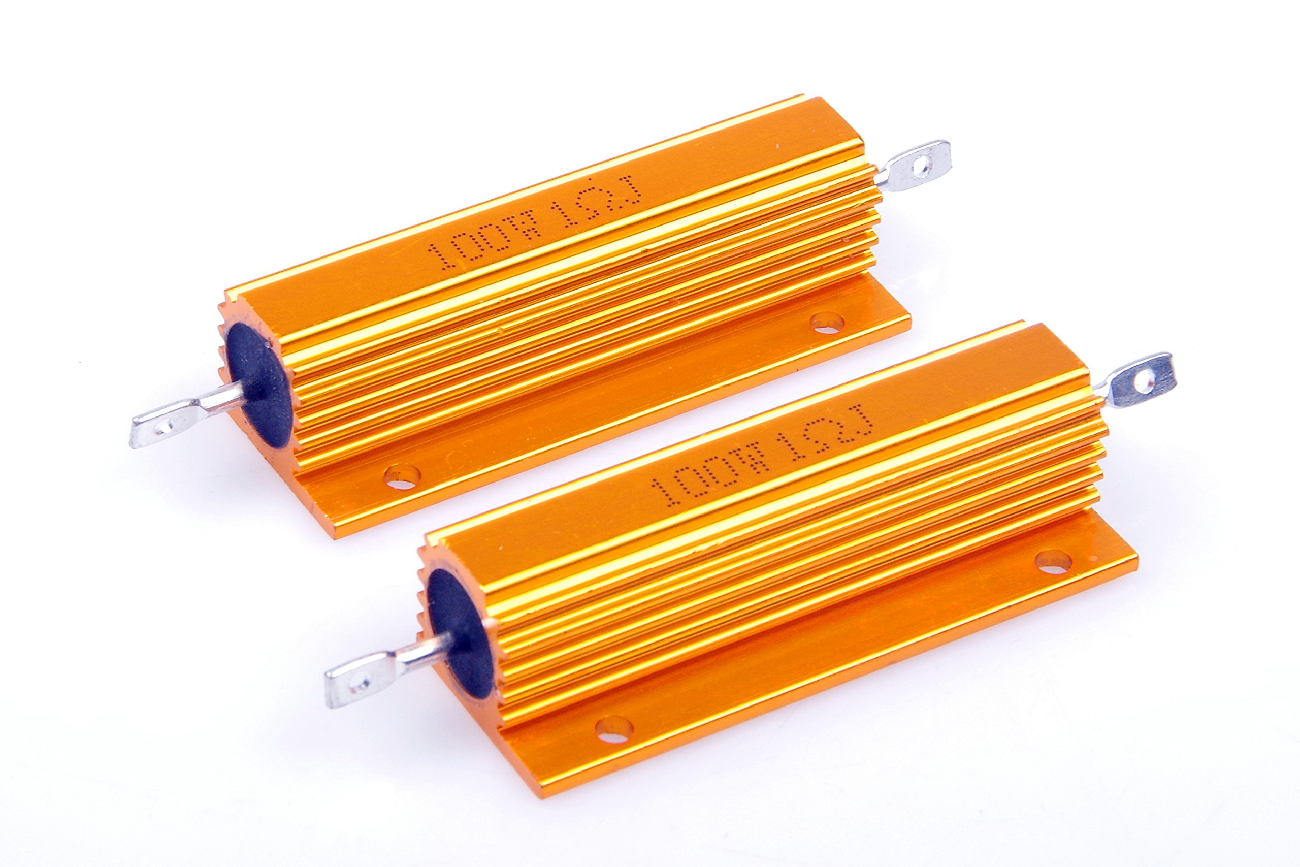 LM YN 100 Watt 1 Ohm 5% Electronic Aluminium Shell Resistors Gold Wirewound Resistor Suitable for Inverter, LED Lights,Frequency Divider, Servo Industry and Other Industrial Control 2-Pcs