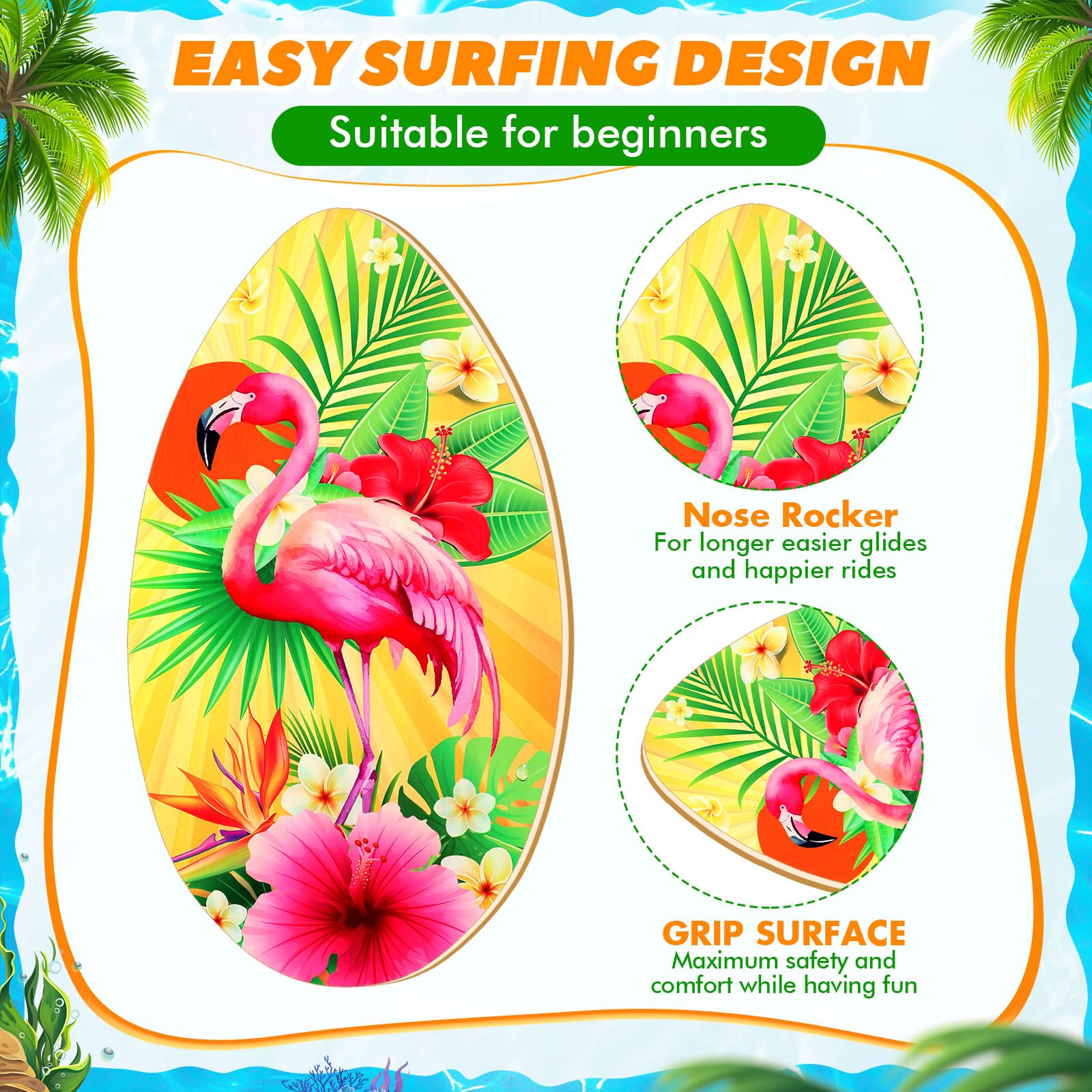 WinnerWhy Skimboard mit Hochglanzbeschichtung, Skimboard, aus Holz, leicht, für Strandanfänger, Jugendliche und Erwachsene