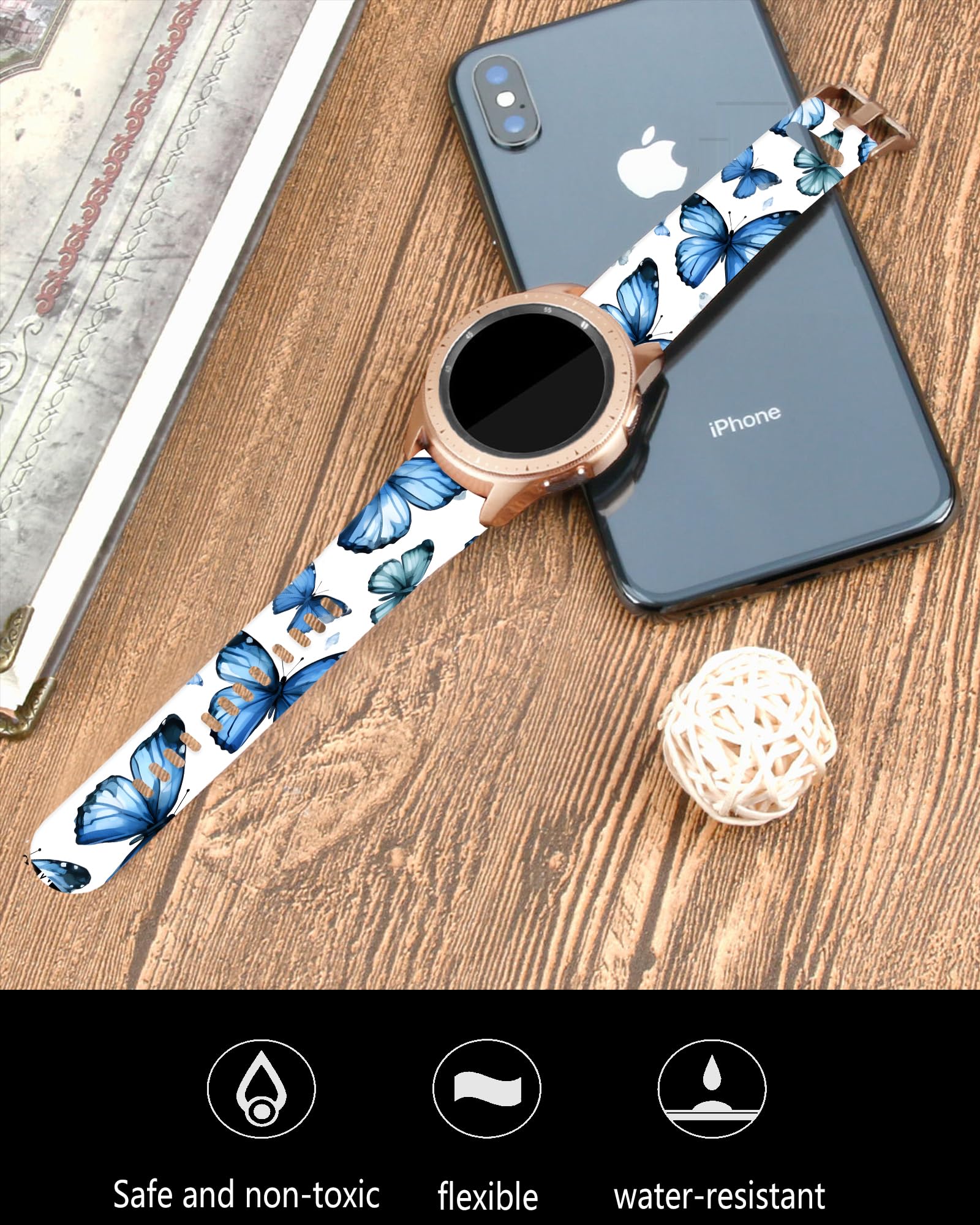 Correas deportivas de silicona de 20 mm compatibles con Galaxy Watch 6/Watch 5/Galaxy Watch 4 de 40 mm, 44 mm, Classic 42 mm, 46 mm, Watch 3 de 41 mm, Active 2, correa de repuesto para mujeres