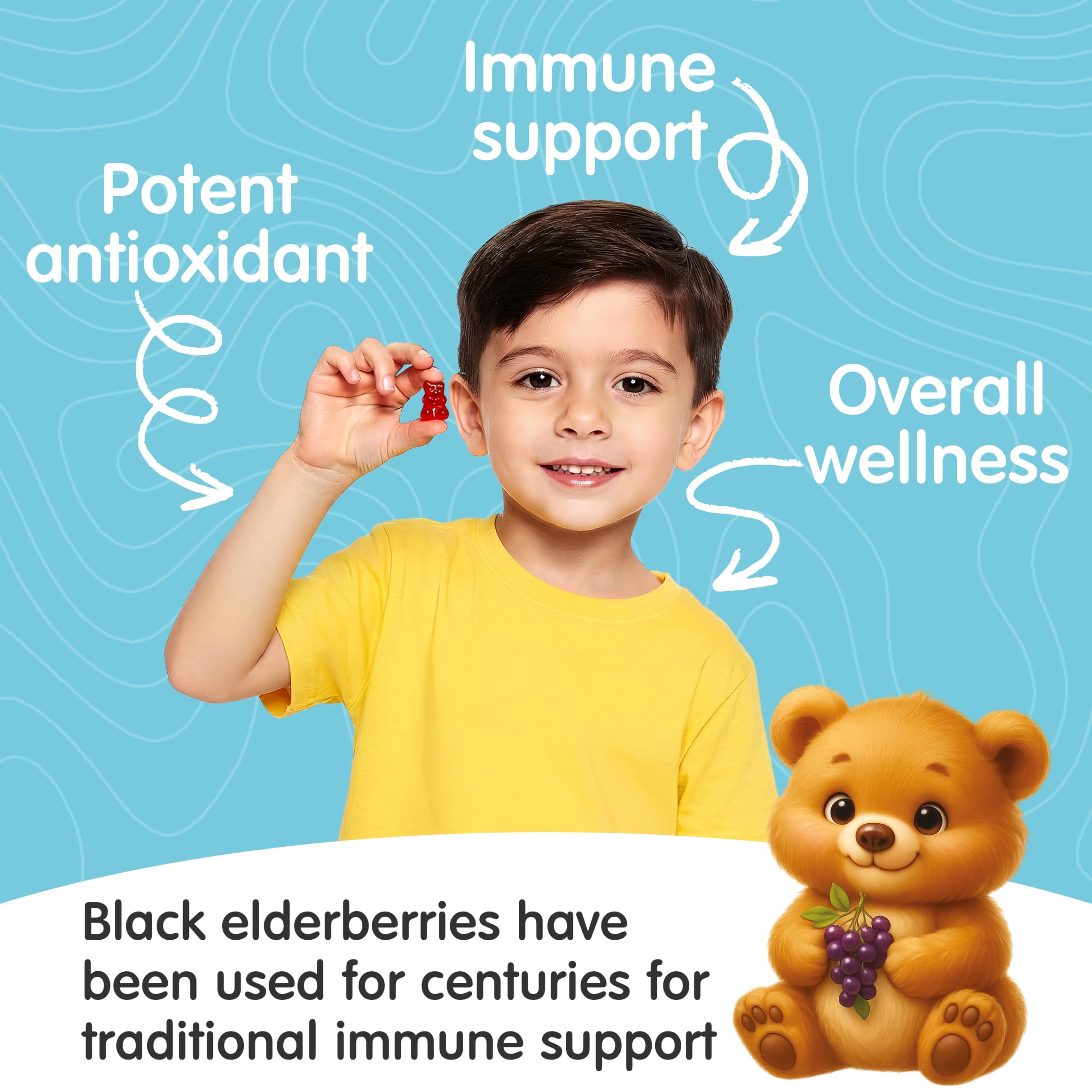 Elderberry Gummies for Kids with Vitamin C & Zinc | Kids Immune Support Supplement | Daily Defense During Seasonal Changes with Elderberry Natural Antioxidants For Immune Health | 60 Gummies — Amazon image 8