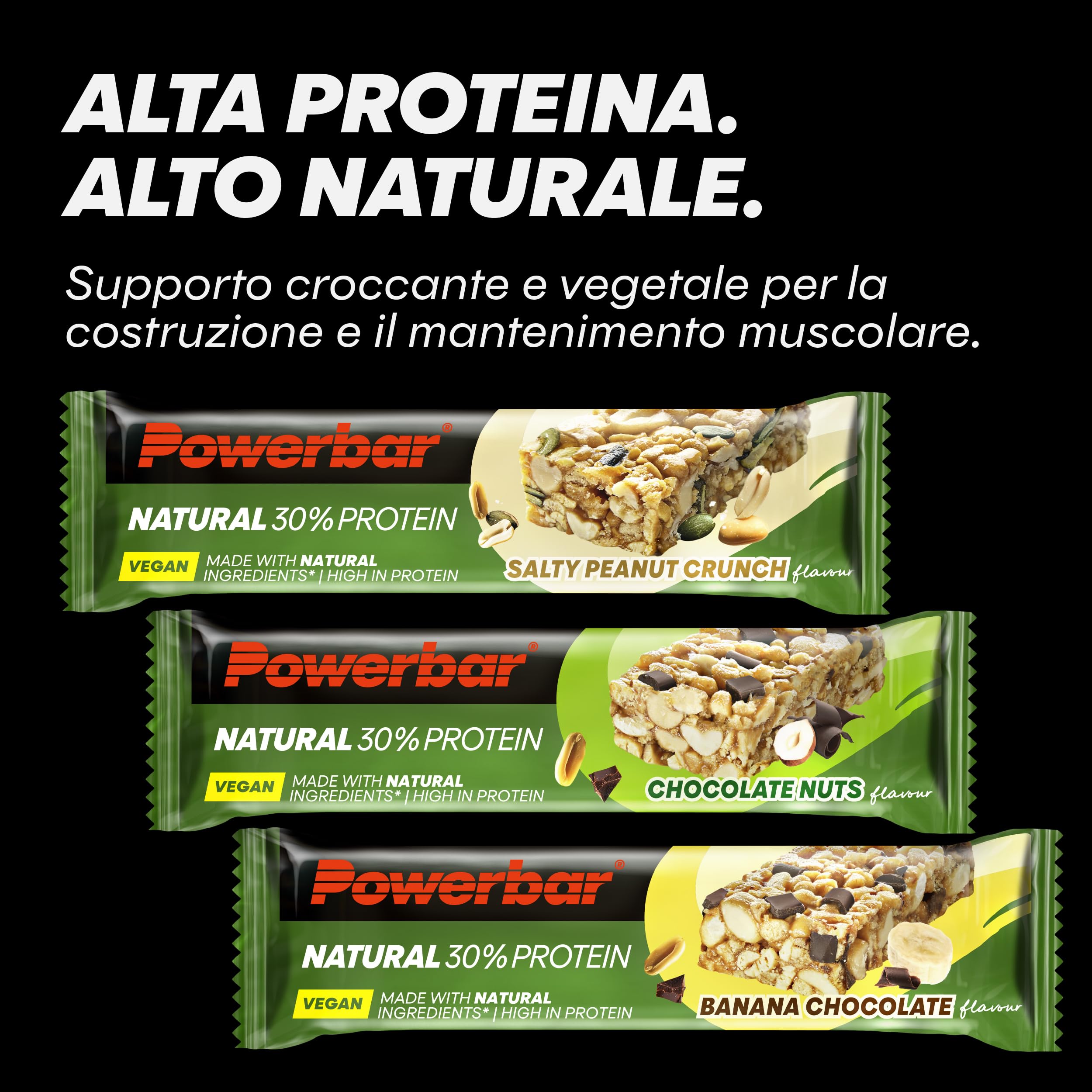 Powerbar - Natural Protein - Salty Peanut Crunch - 18x40g - Barretta proteica vegana - senza olio di palma - ingredienti naturali