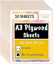 Creative Deco 10 x A3 Birch Plywood Sheets | 420 x 300 x 6mm (+/-2mm) Baltic Wood Ply | Perfect Board for Wood DIY Home Decor, Arts, Craft, Painting, Laser Cutting, CNC, Stenciling Pyrography