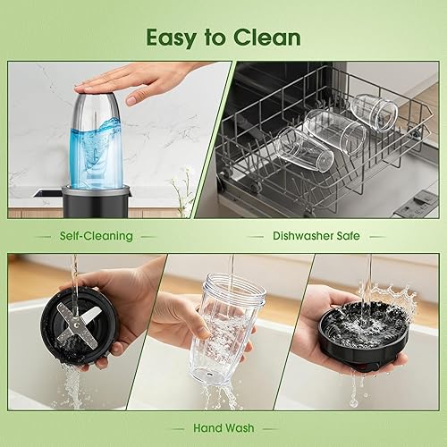 Miniatura 7 de Licuadora para batidos, licuadora personal de 25000 RPM para batidos y batidos con vasos portátiles de 37 onzas, 32 onzas, 23 onzas, licuadoras de