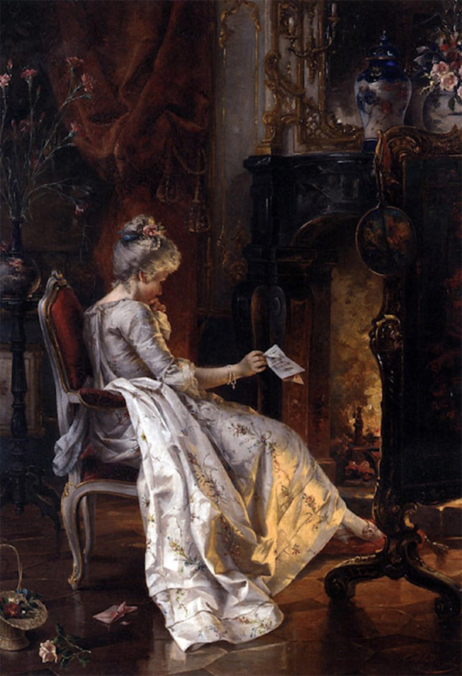 ARTXLXXBN Famous Painting Canvas Artwork Graffiti Print the Love Letter by Carl Herpfer Portrait Canvas Image for Home Decor 60x90cm