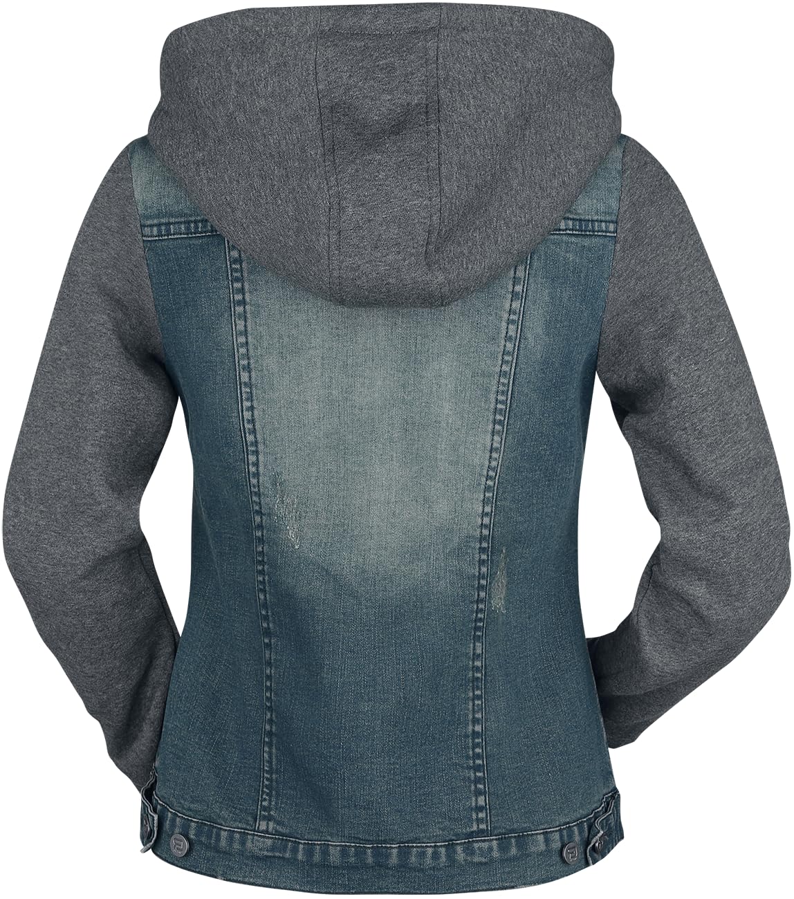 RED by EMP Damen blau-graue Jeansjacke mit abnehmbarer Kapuze