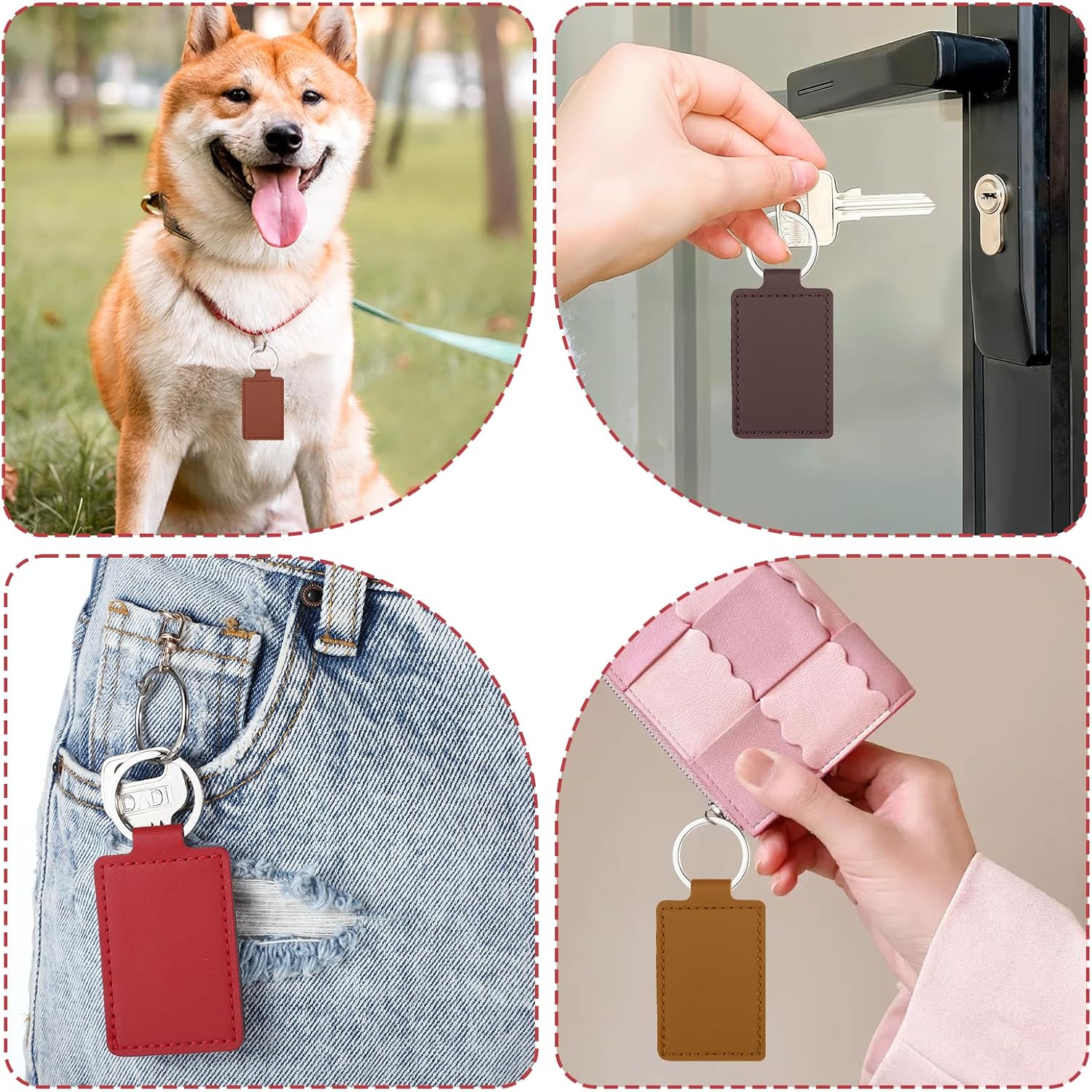 48 Pcs Leather Key Fob Kit, Rectangular Leather Keychain Blanks with Keychain Rings, PU Laser Engraving Key Chain, Stamping DIY Crafts for Working